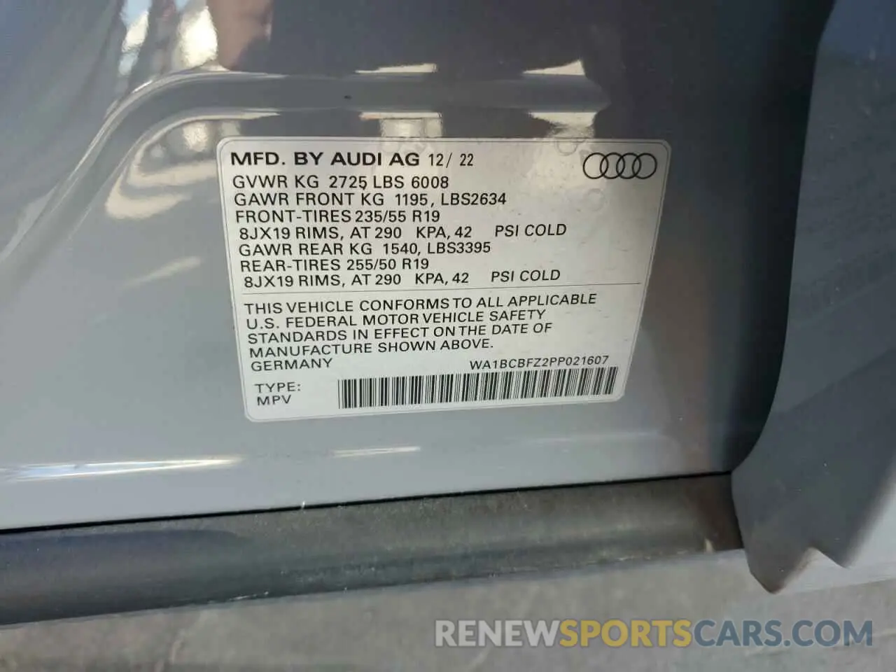 13 Фотография поврежденного автомобиля WA1BCBFZ2PP021607 AUDI Q4 E-TRON 2023