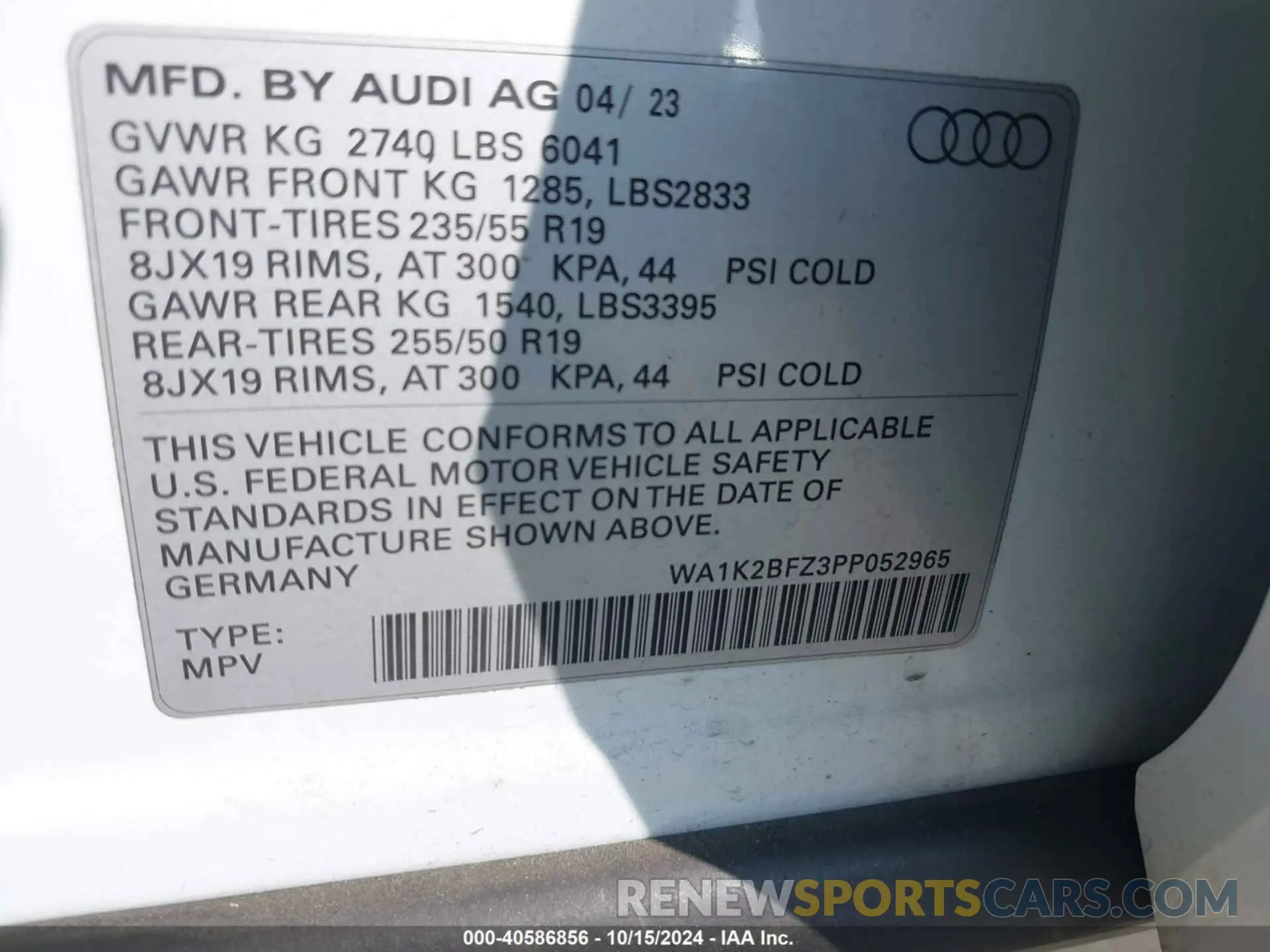 9 Фотография поврежденного автомобиля WA1K2BFZ3PP052965 AUDI Q4 E-TRON 2023