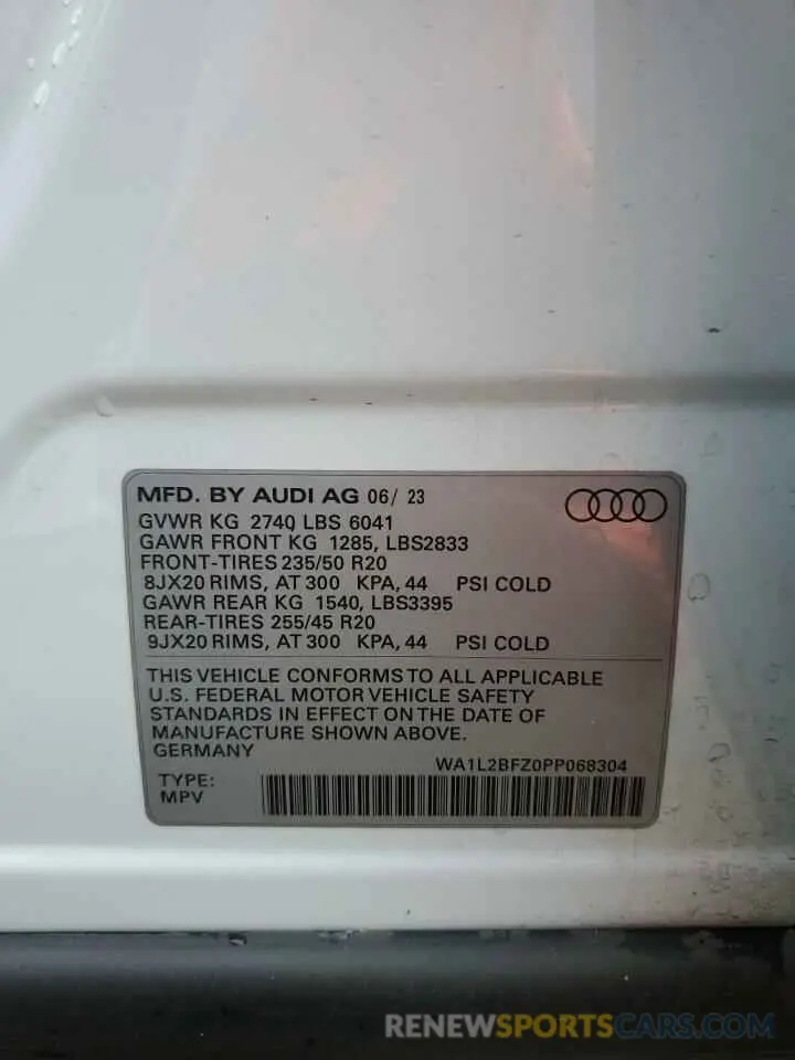 13 Photograph of a damaged car WA1L2BFZ0PP068304 AUDI Q4 E-TRON 2023