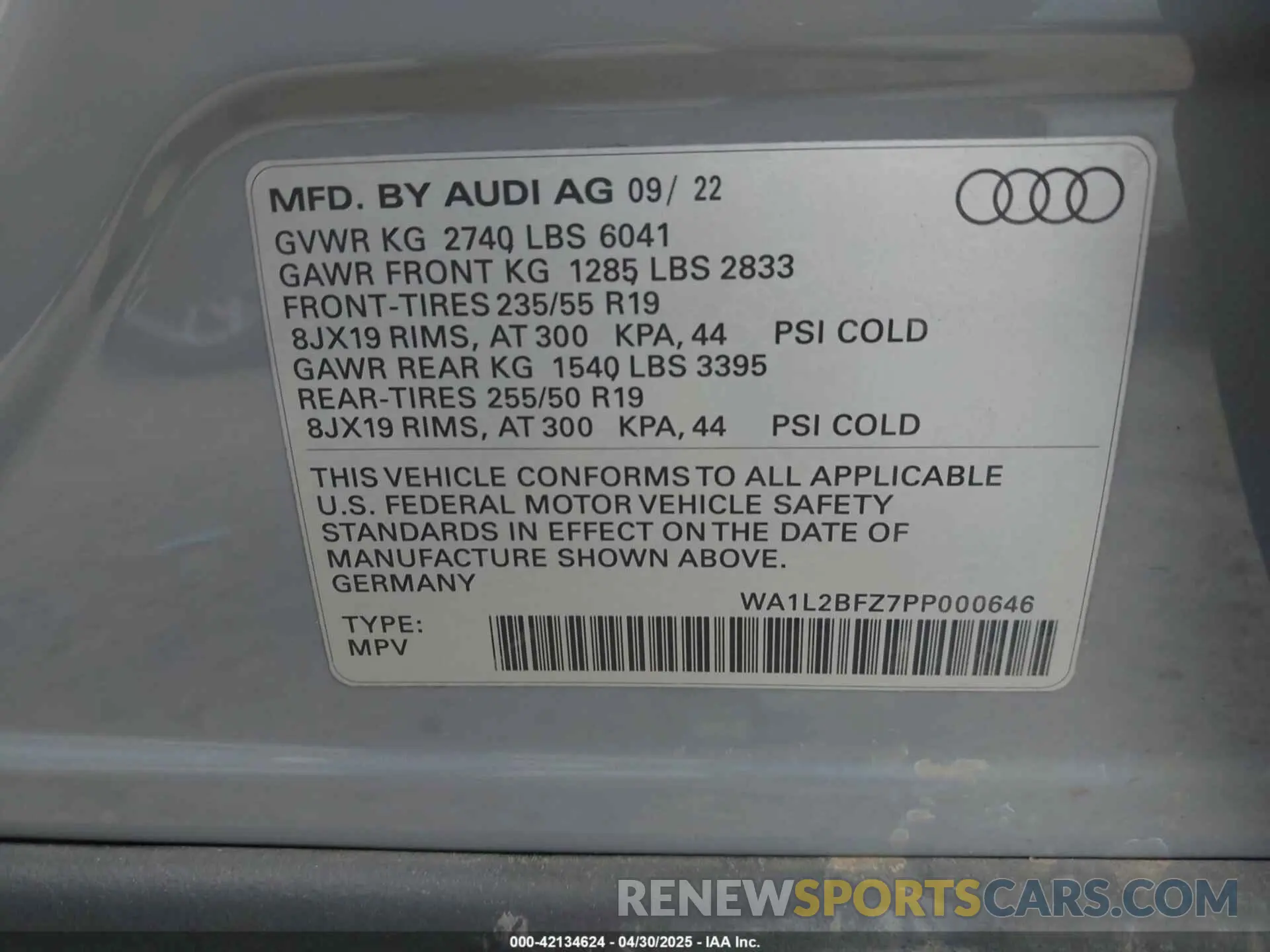 9 Фотография поврежденного автомобиля WA1L2BFZ7PP000646 AUDI Q4 E-TRON 2023