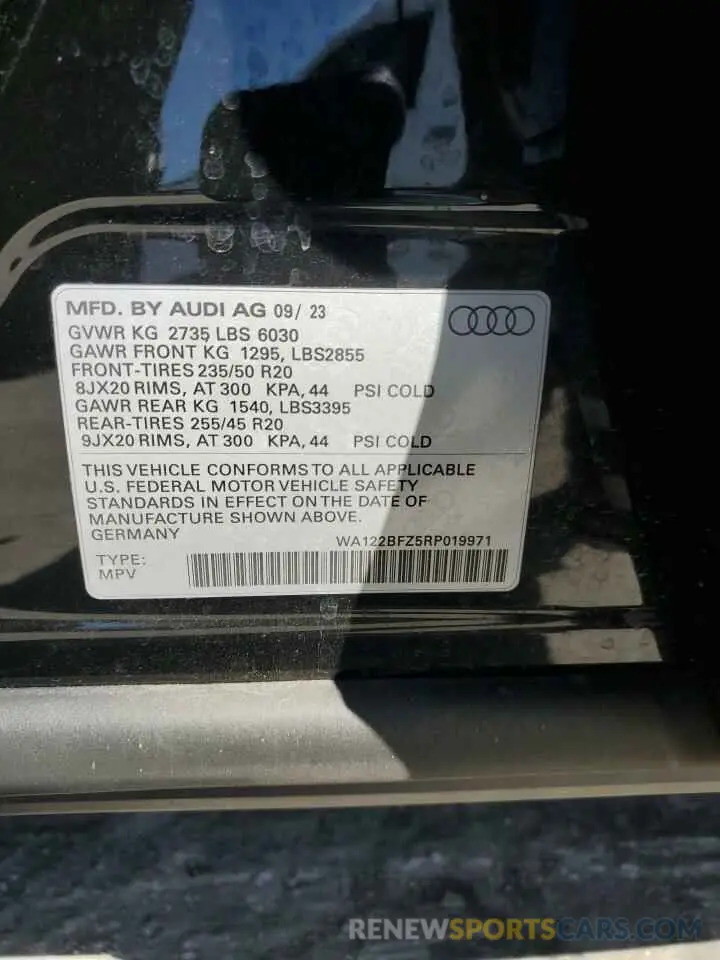 13 Photograph of a damaged car WA122BFZ5RP019971 AUDI Q4 E-TRON 2024