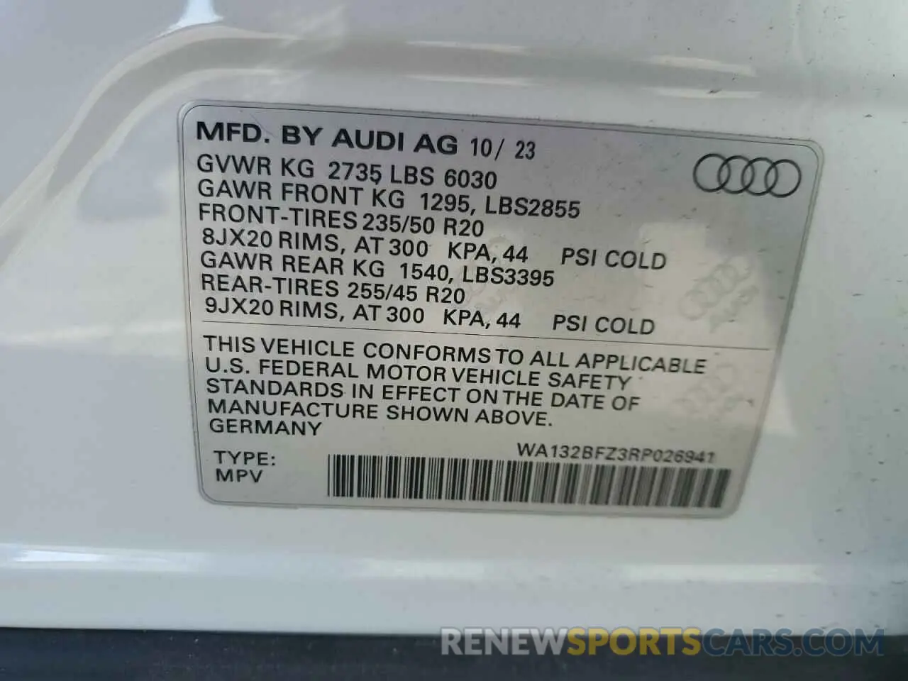 16 Photograph of a damaged car WA132BFZ3RP026941 AUDI Q4 E-TRON 2024