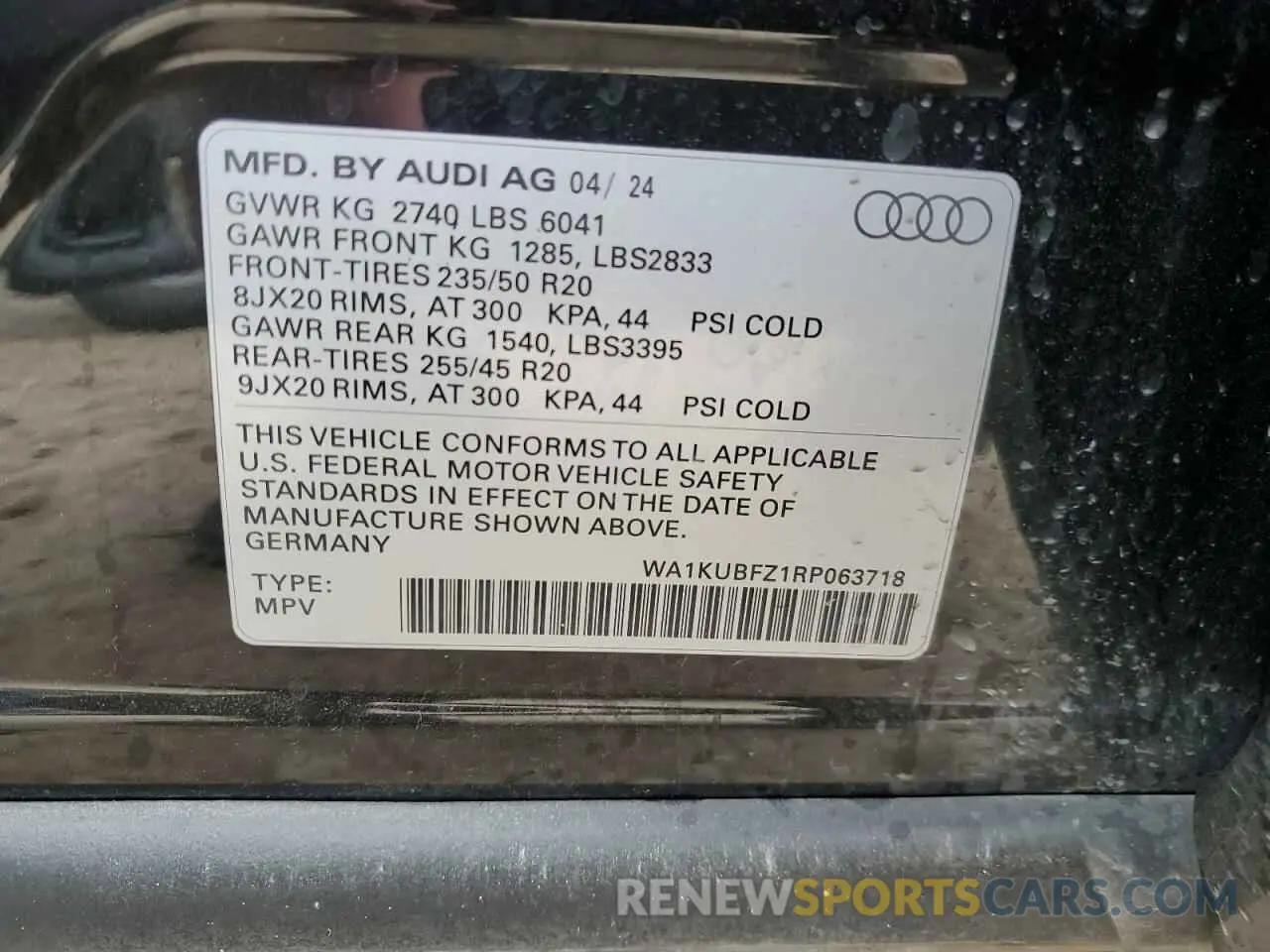 13 Фотография поврежденного автомобиля WA1KUBFZ1RP063718 AUDI Q4 E-TRON 2024