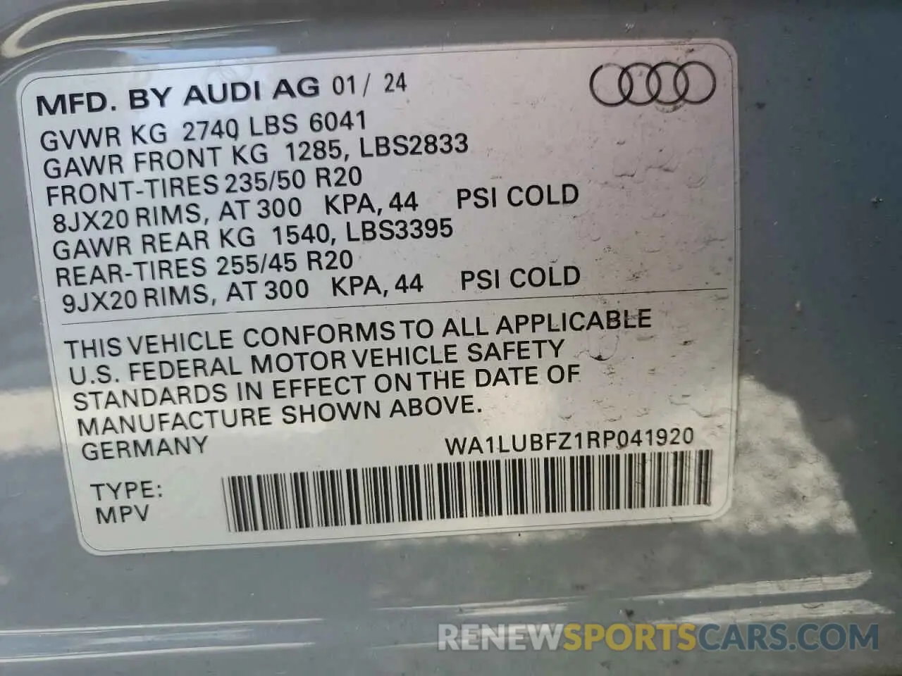 13 Photograph of a damaged car WA1LUBFZ1RP041920 AUDI Q4 E-TRON 2024