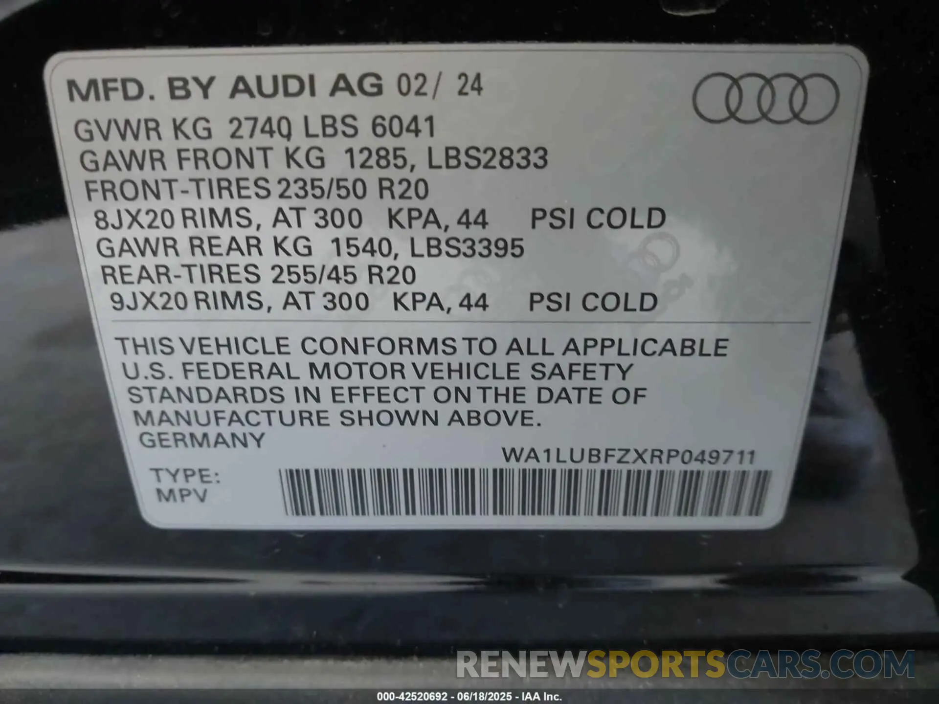 9 Photograph of a damaged car WA1LUBFZXRP049711 AUDI Q4 E-TRON 2024