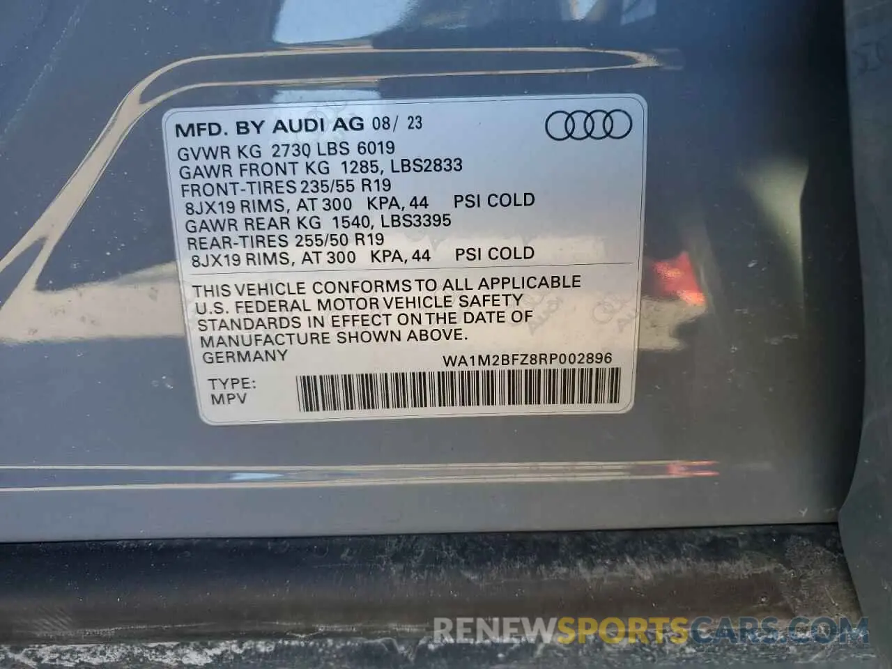 14 Photograph of a damaged car WA1M2BFZ8RP002896 AUDI Q4 E-TRON 2024