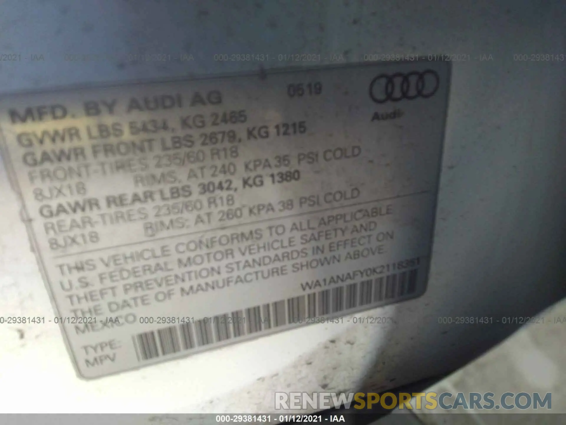 9 Photograph of a damaged car WA1ANAFY0K2118351 AUDI Q5 2019