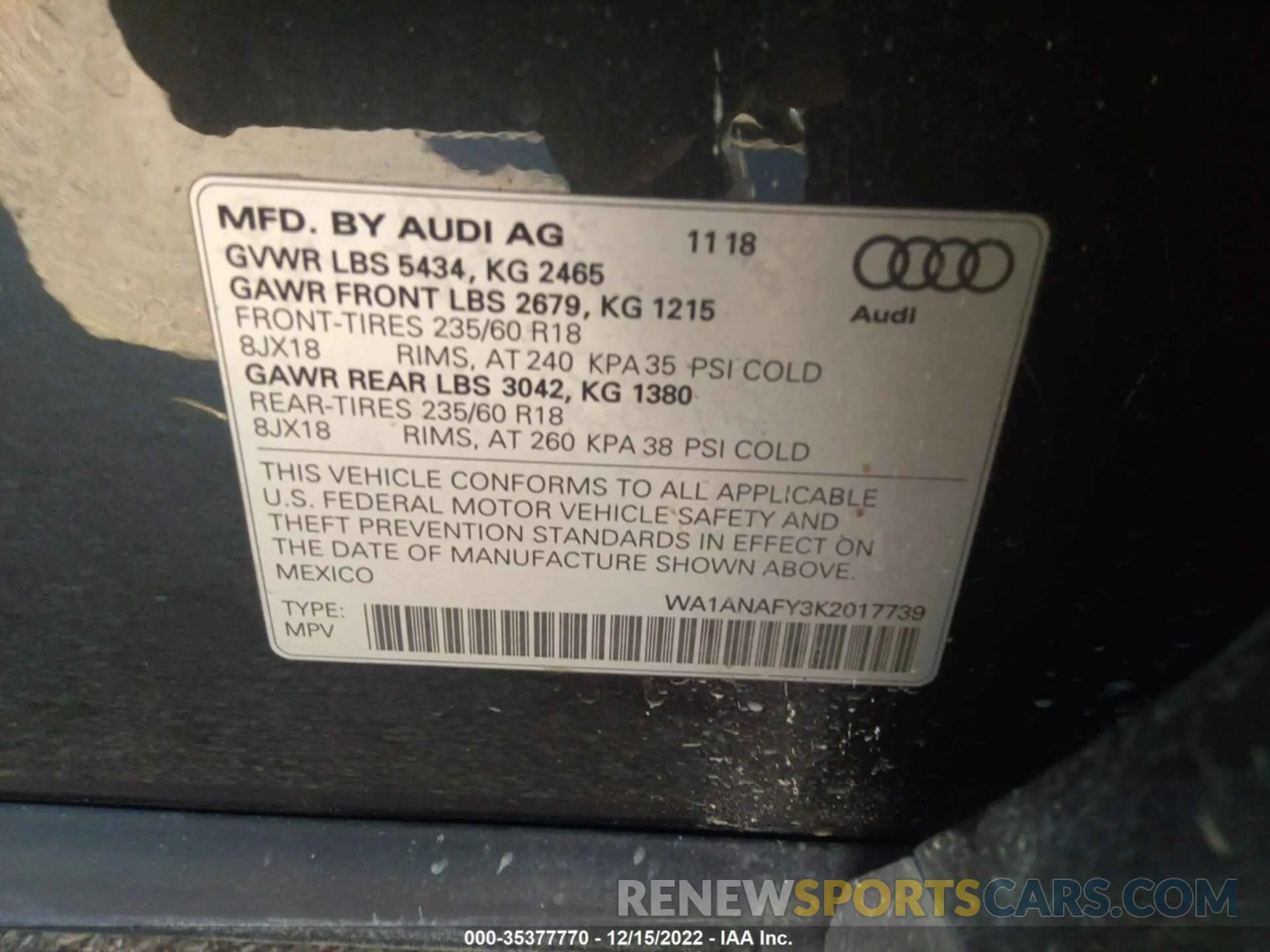 8 Photograph of a damaged car WA1ANAFY3K2017739 AUDI Q5 2019
