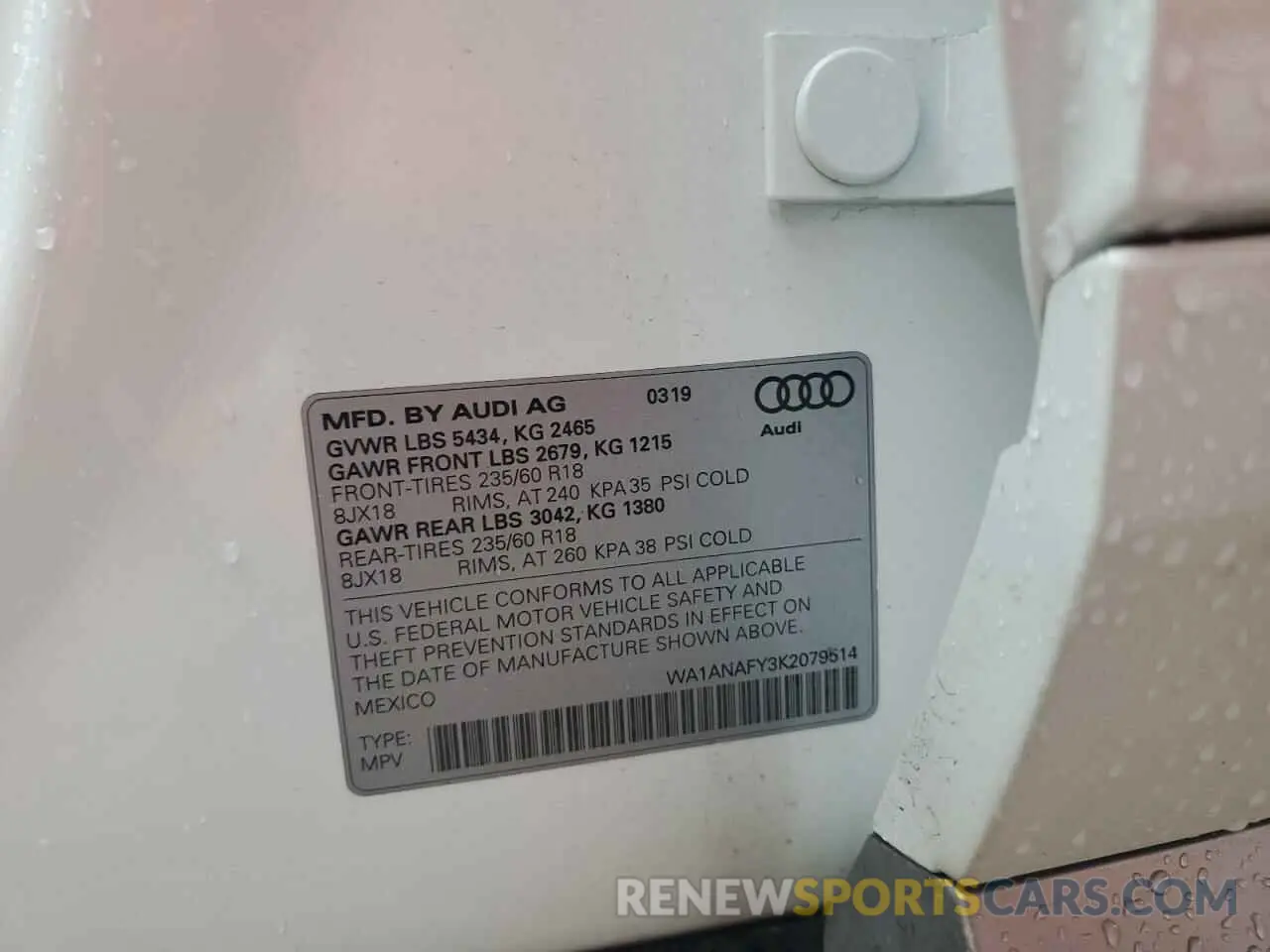 10 Фотография поврежденного автомобиля WA1ANAFY3K2079514 AUDI Q5 2019