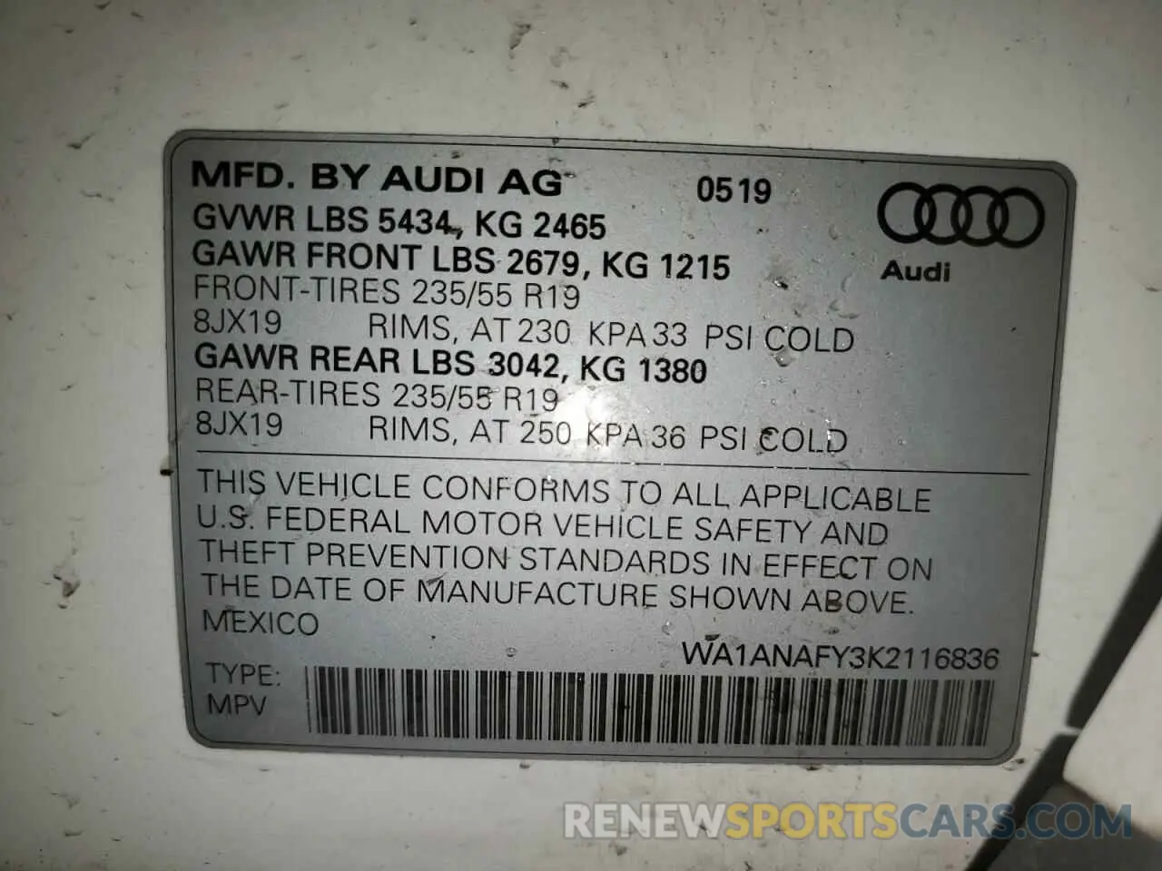 14 Фотография поврежденного автомобиля WA1ANAFY3K2116836 AUDI Q5 2019