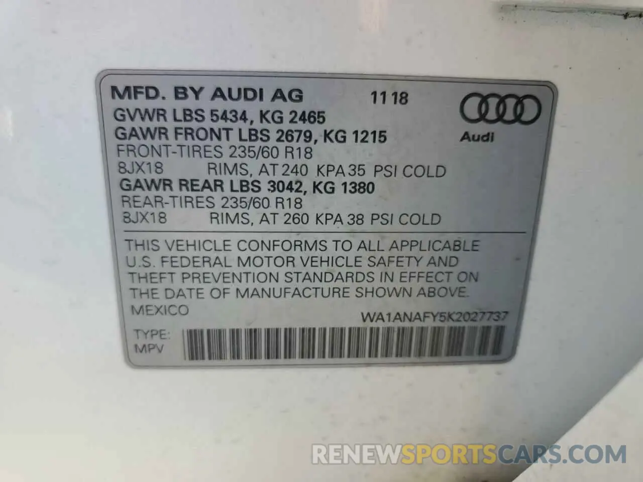 14 Фотография поврежденного автомобиля WA1ANAFY5K2027737 AUDI Q5 2019