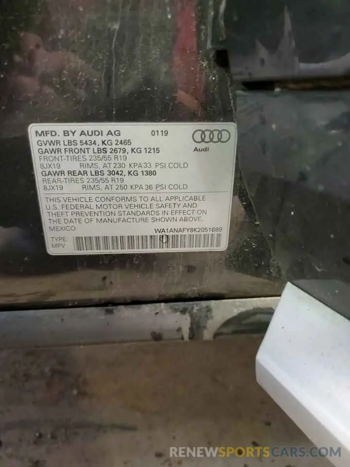 14 Photograph of a damaged car WA1ANAFY8K2051689 AUDI Q5 2019