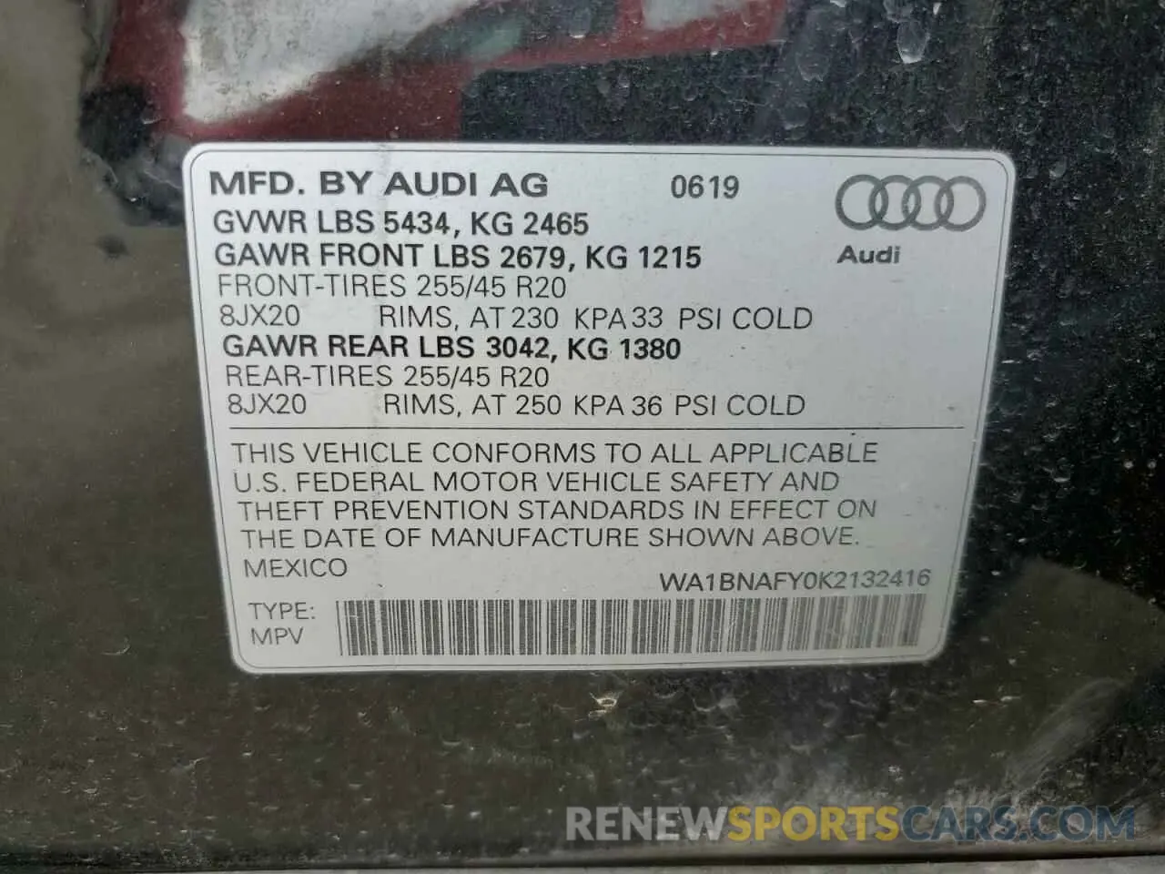 12 Фотография поврежденного автомобиля WA1BNAFY0K2132416 AUDI Q5 2019
