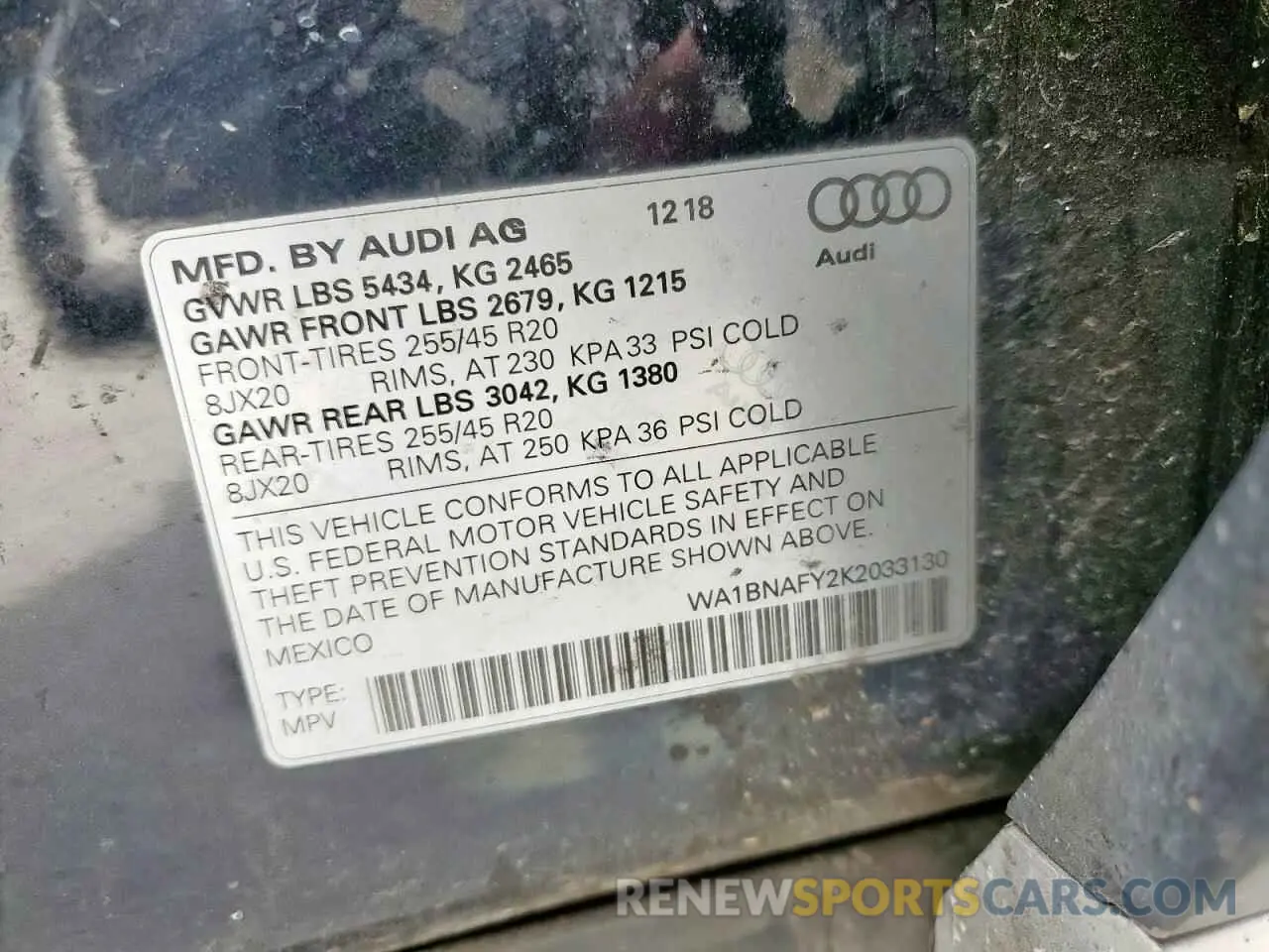 13 Фотография поврежденного автомобиля WA1BNAFY2K2033130 AUDI Q5 2019
