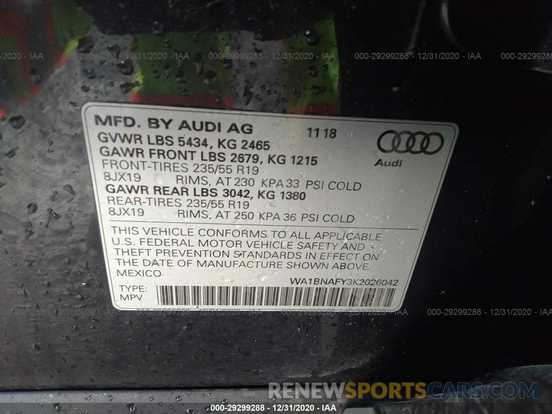 9 Photograph of a damaged car WA1BNAFY3K2026042 AUDI Q5 2019