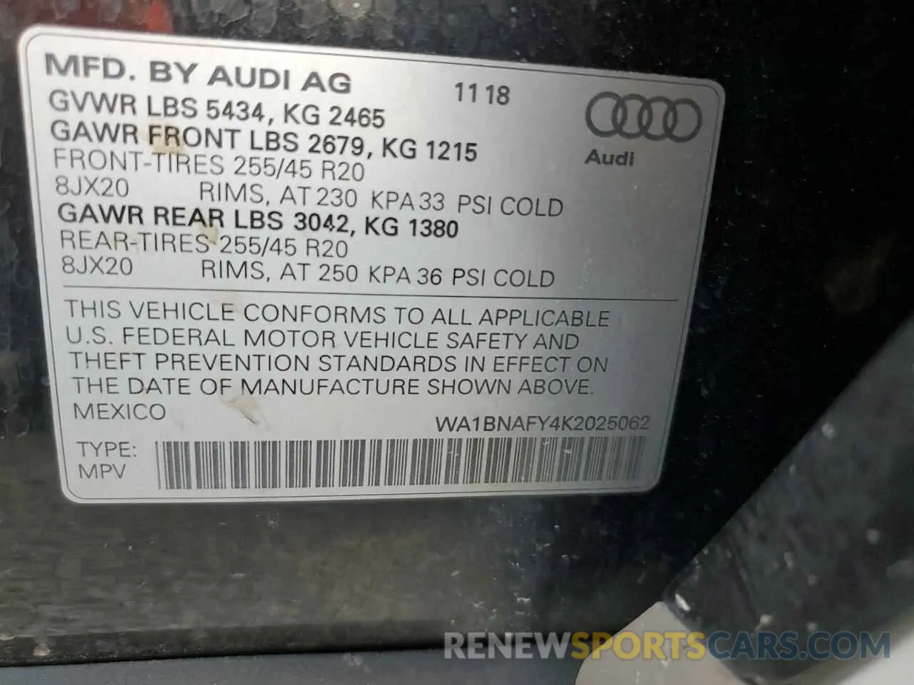 13 Фотография поврежденного автомобиля WA1BNAFY4K2025062 AUDI Q5 2019