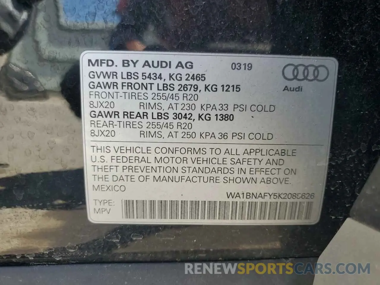 14 Фотография поврежденного автомобиля WA1BNAFY5K2085626 AUDI Q5 2019