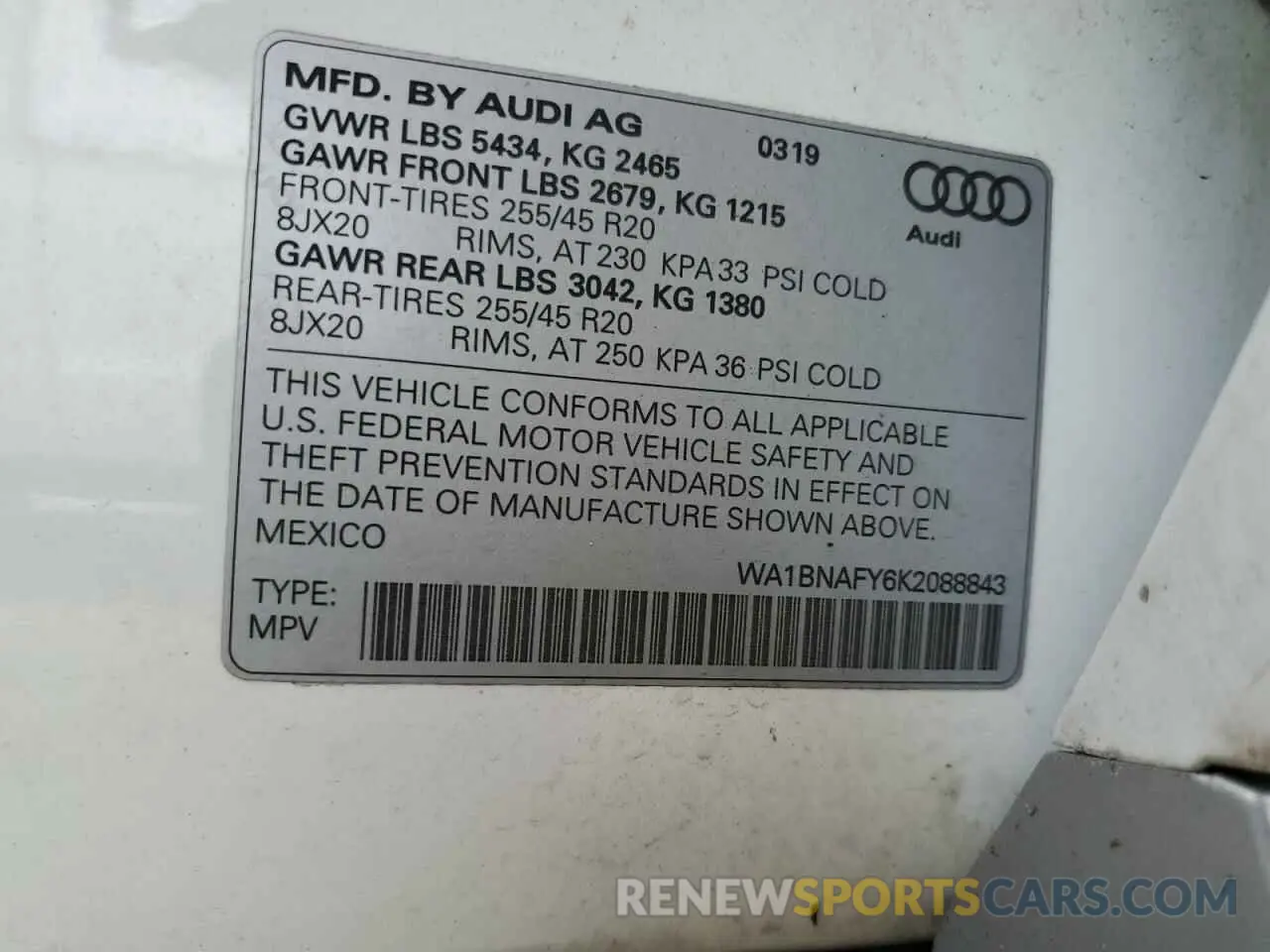 14 Photograph of a damaged car WA1BNAFY6K2088843 AUDI Q5 2019