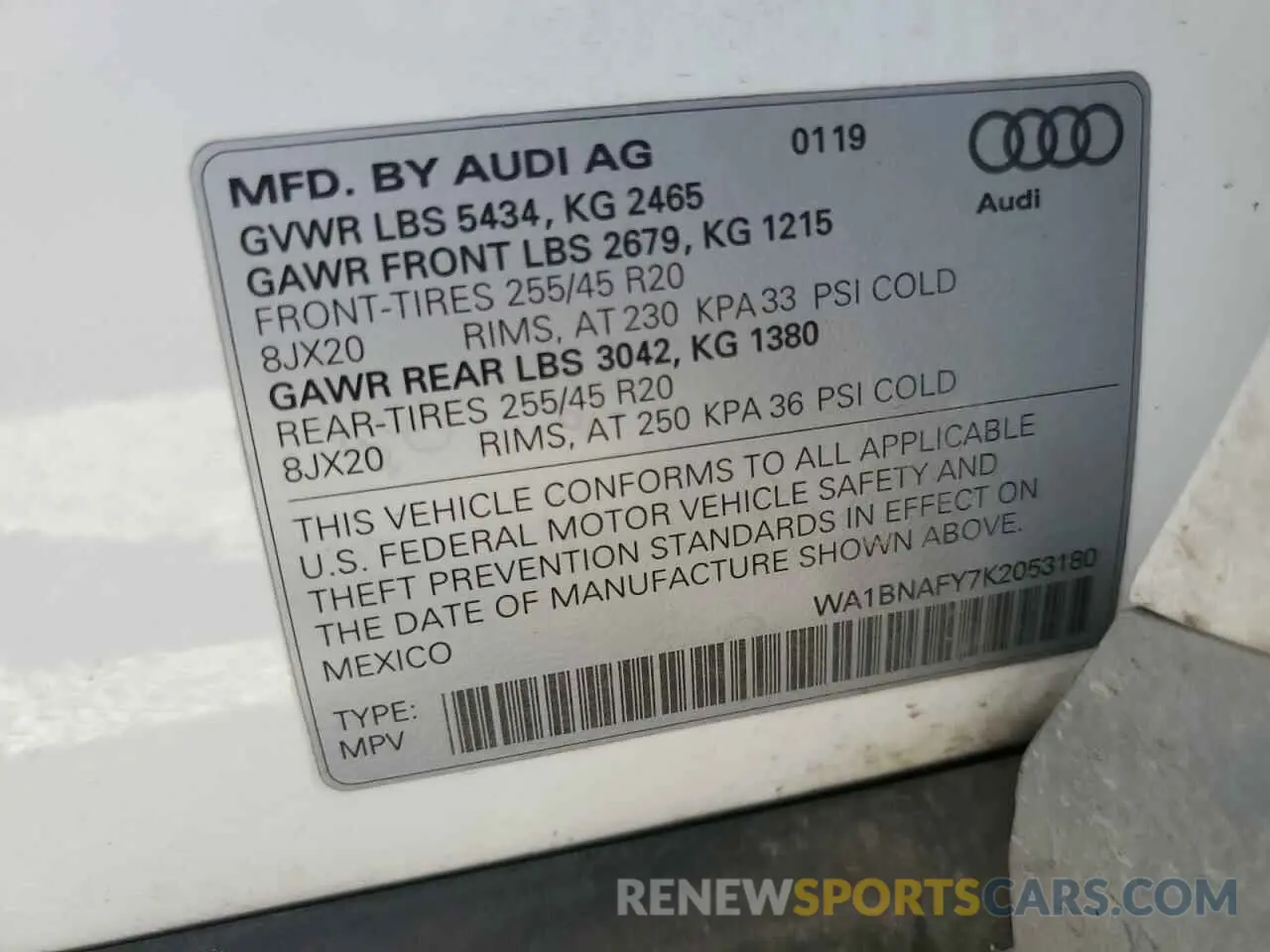 14 Фотография поврежденного автомобиля WA1BNAFY7K2053180 AUDI Q5 2019