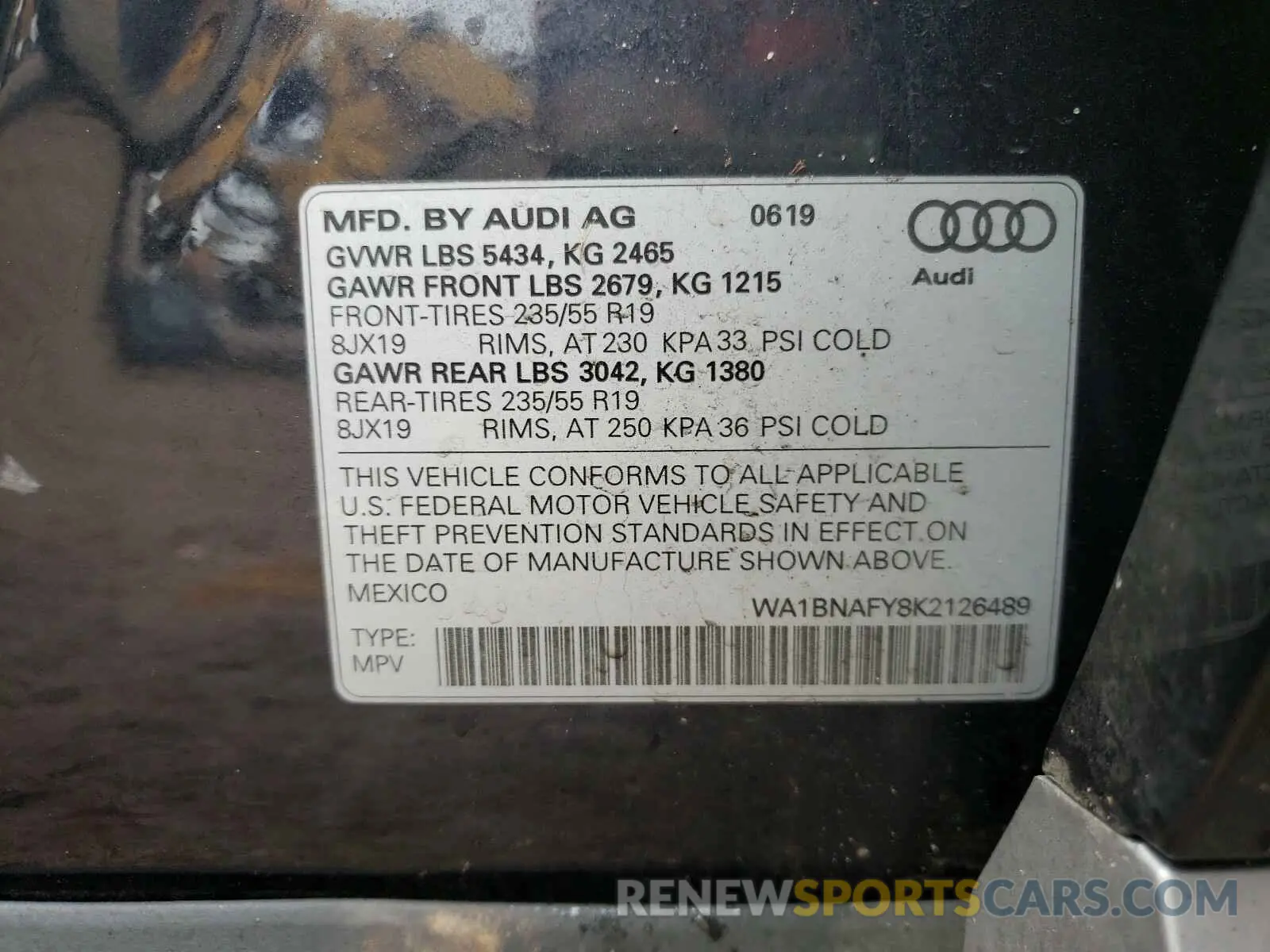 10 Фотография поврежденного автомобиля WA1BNAFY8K2126489 AUDI Q5 2019