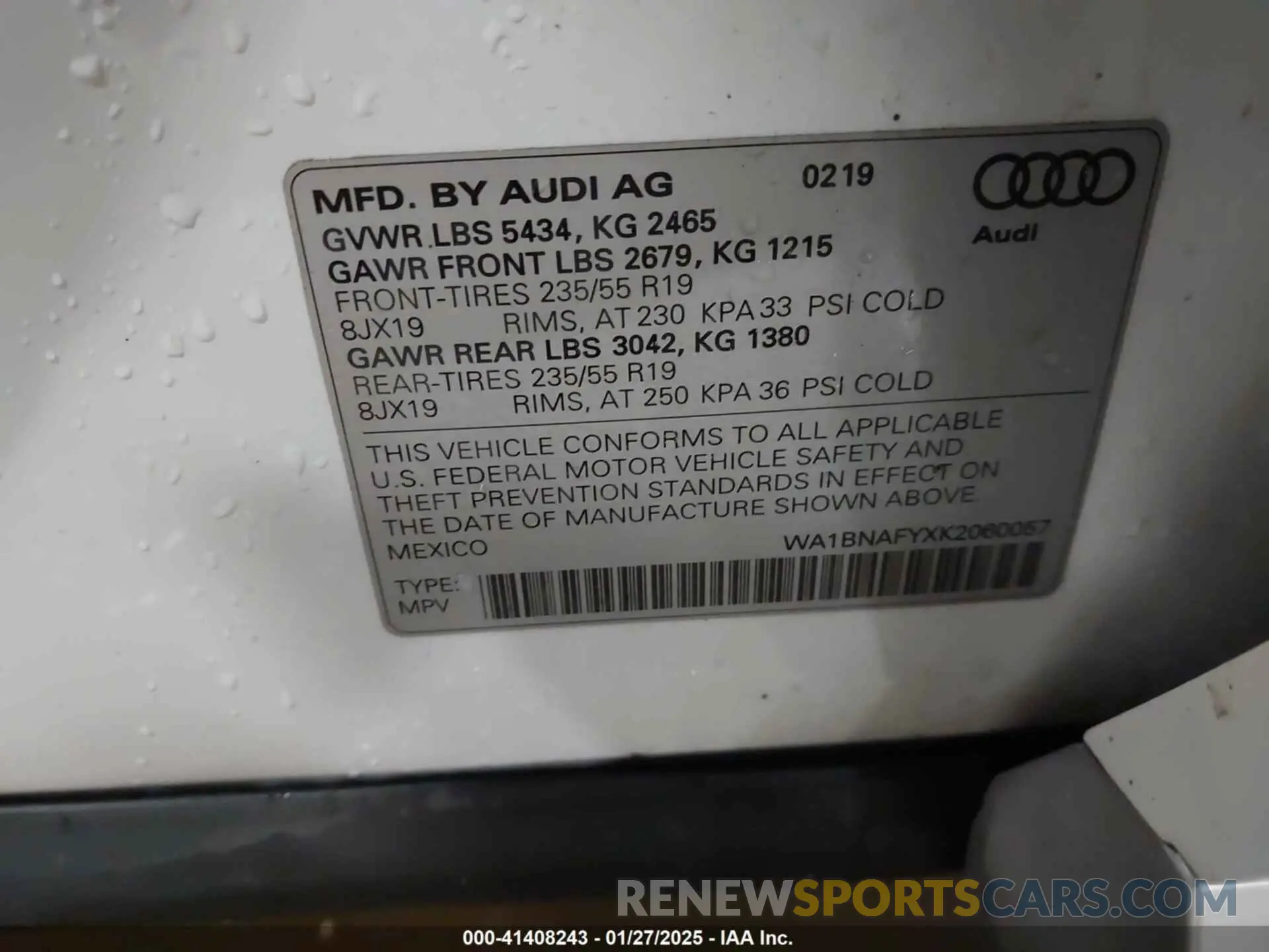 9 Фотография поврежденного автомобиля WA1BNAFYXK2060057 AUDI Q5 2019