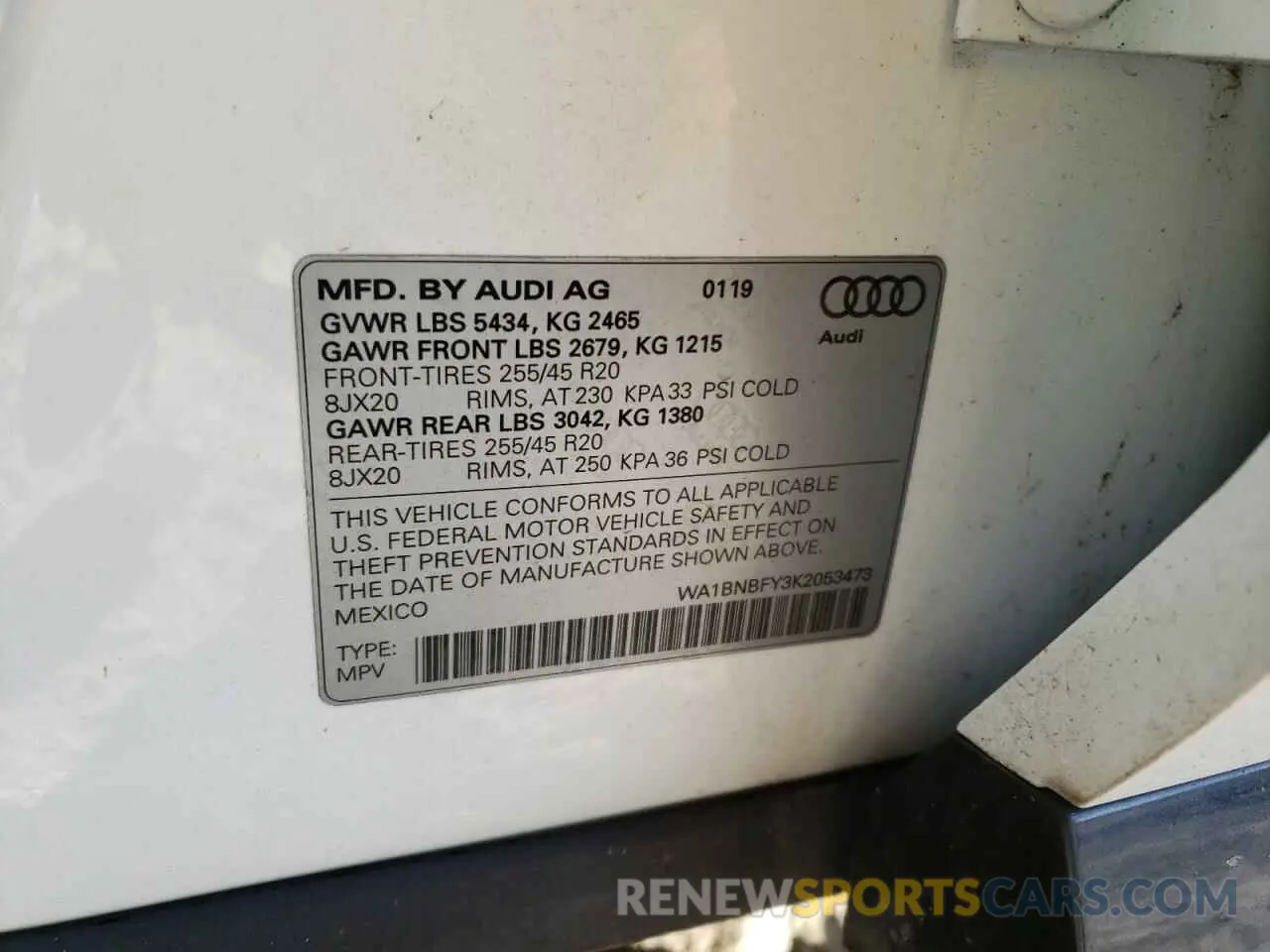 13 Фотография поврежденного автомобиля WA1BNBFY3K2053473 AUDI Q5 2019