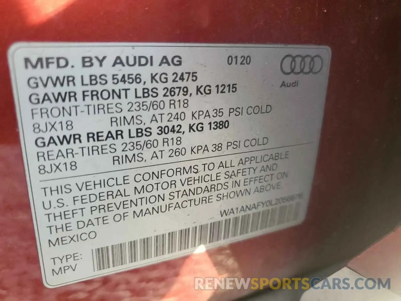 13 Photograph of a damaged car WA1ANAFY0L2056676 AUDI Q5 2020