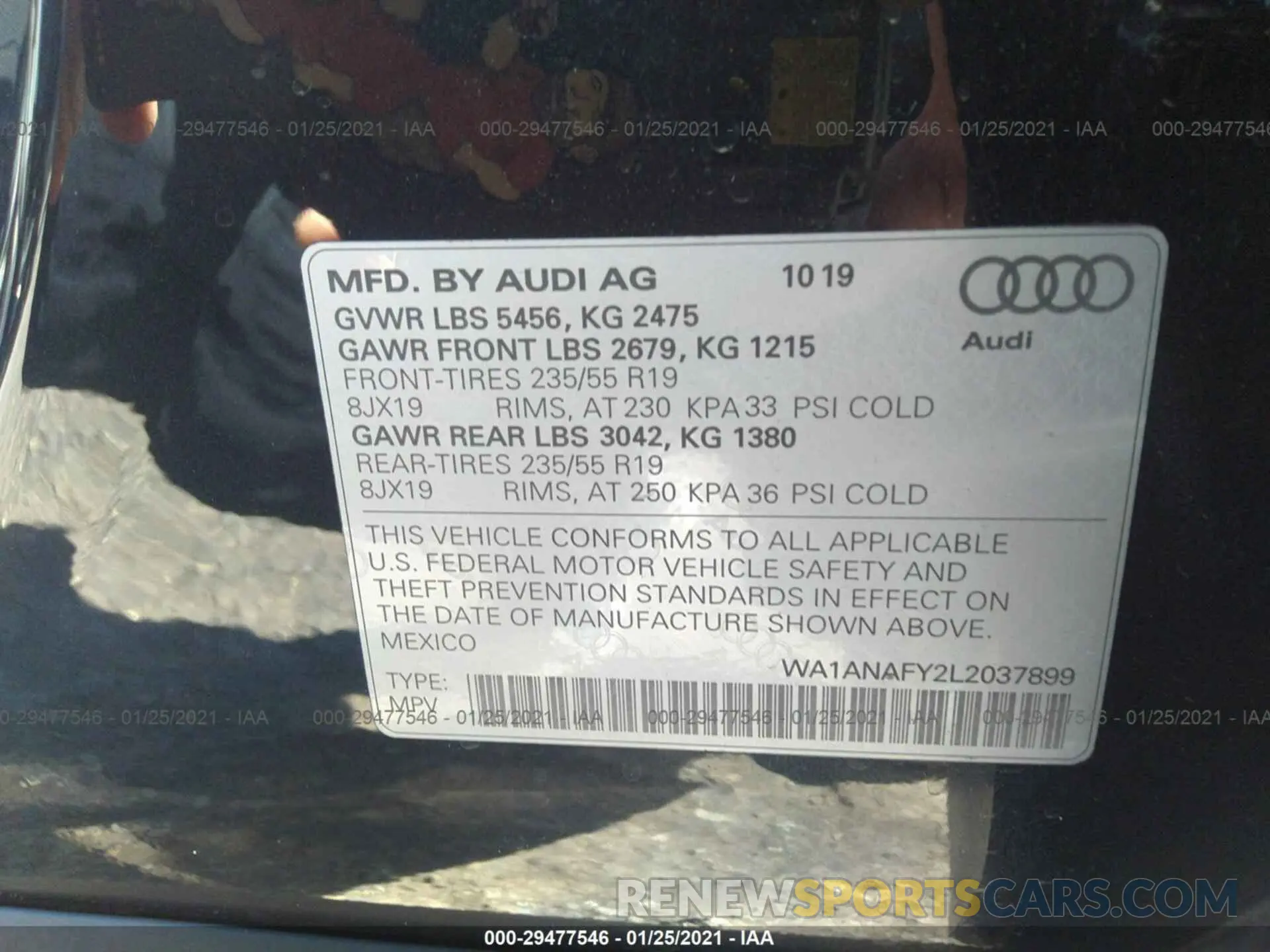 9 Photograph of a damaged car WA1ANAFY2L2037899 AUDI Q5 2020