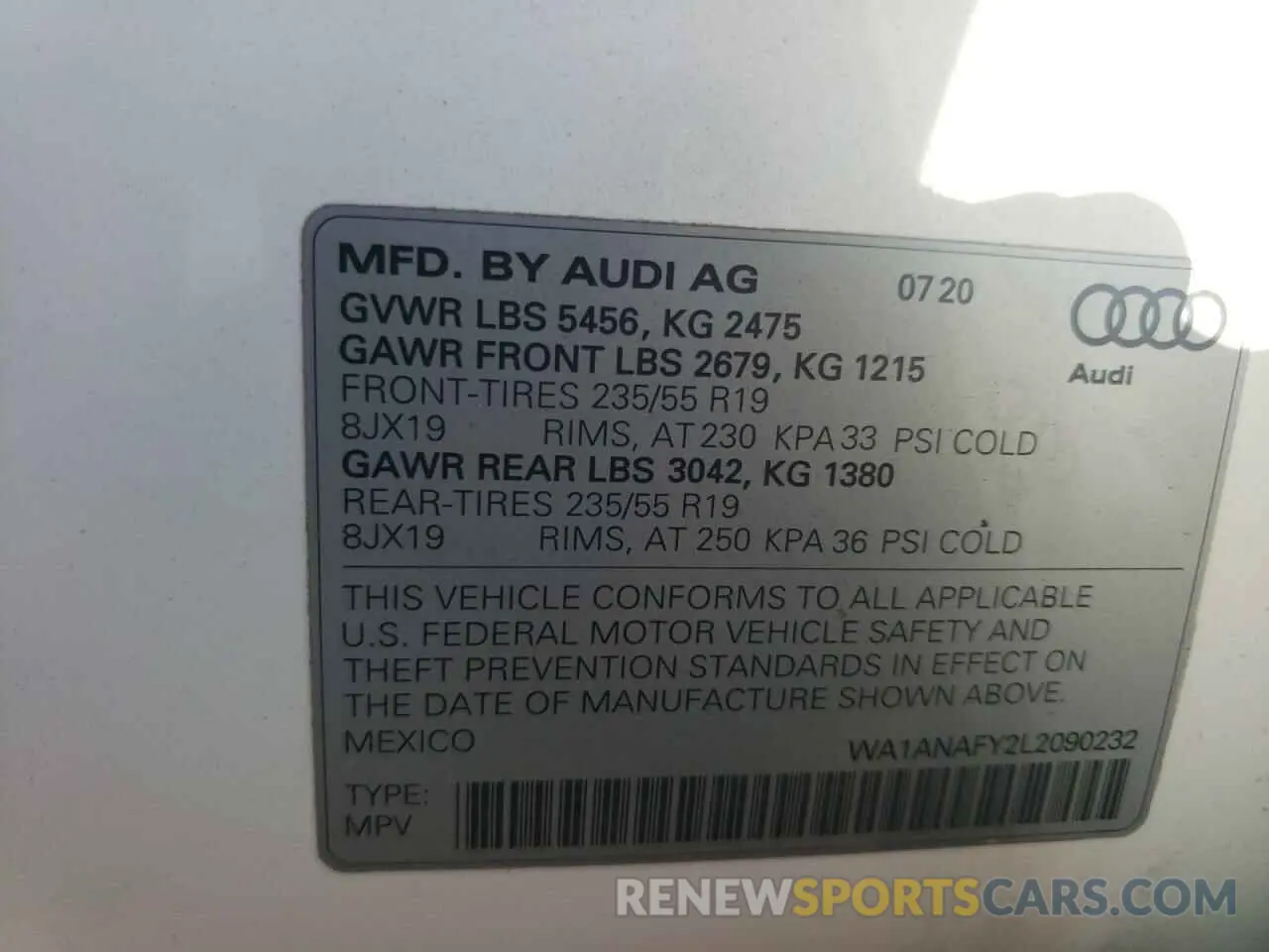13 Фотография поврежденного автомобиля WA1ANAFY2L2090232 AUDI Q5 2020