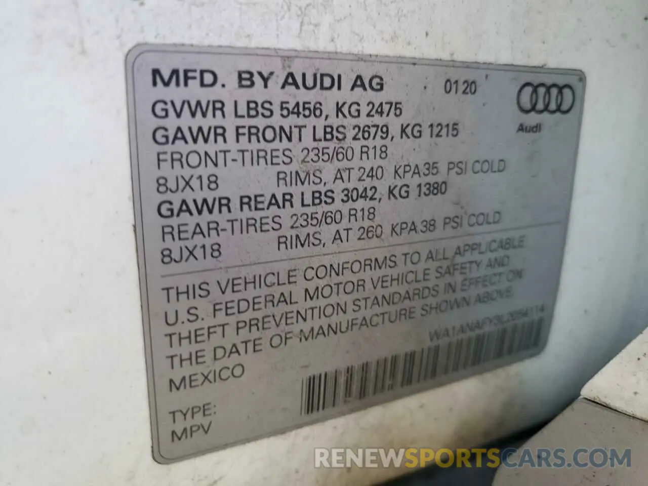 12 Photograph of a damaged car WA1ANAFY3L2054114 AUDI Q5 2020