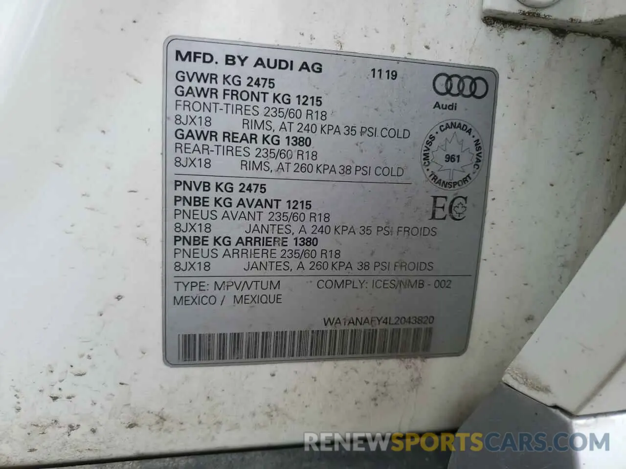 12 Фотография поврежденного автомобиля WA1ANAFY4L2043820 AUDI Q5 2020