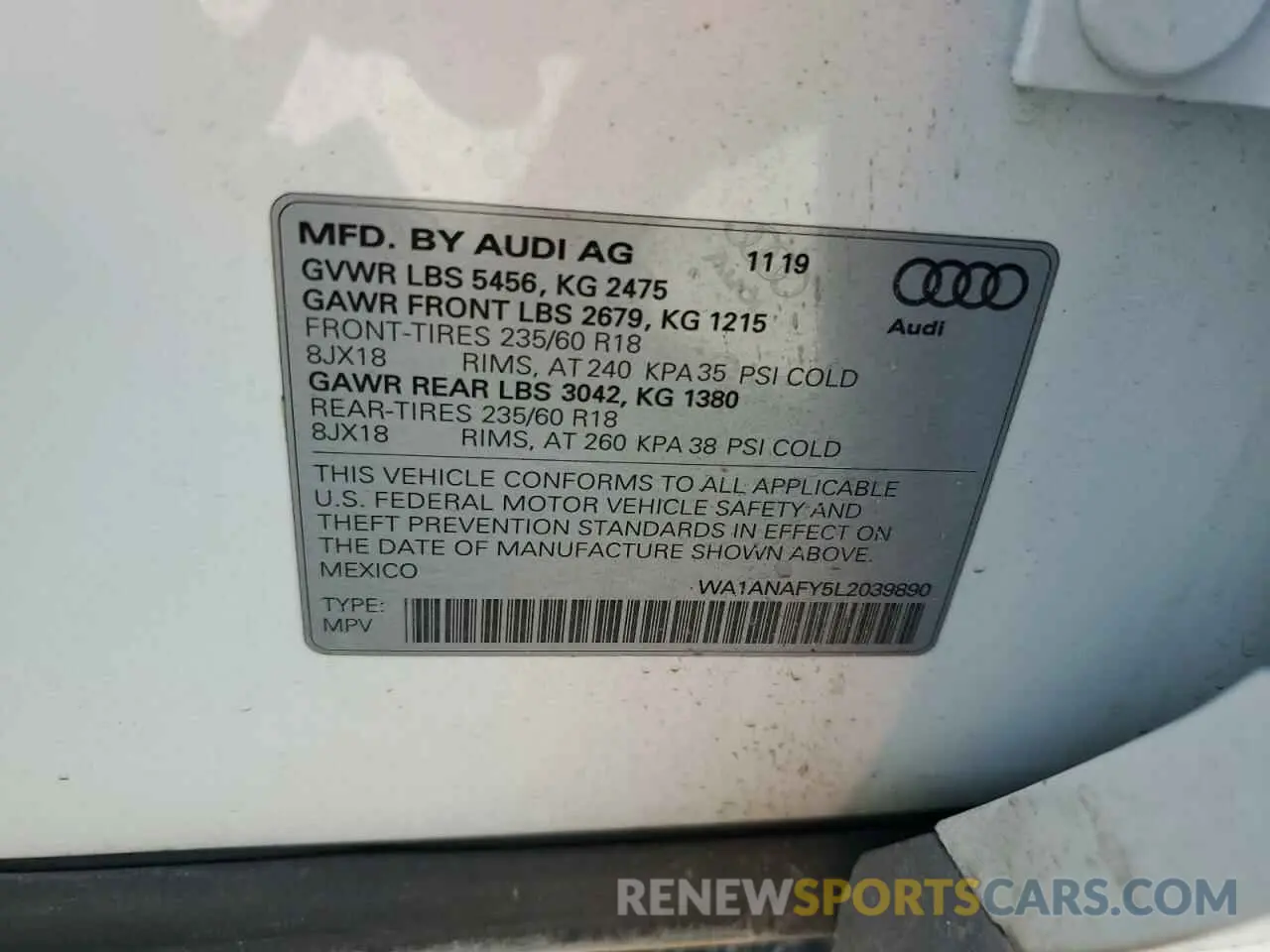 12 Фотография поврежденного автомобиля WA1ANAFY5L2039890 AUDI Q5 2020