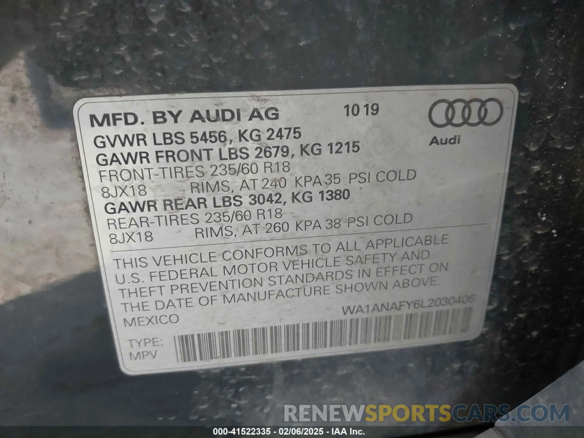 9 Фотография поврежденного автомобиля WA1ANAFY6L2030406 AUDI Q5 2020