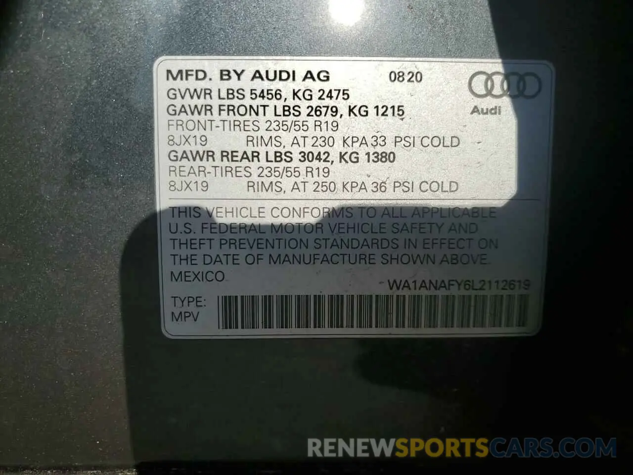 15 Photograph of a damaged car WA1ANAFY6L2112619 AUDI Q5 2020