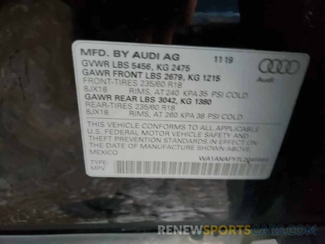 13 Photograph of a damaged car WA1ANAFY7L2045884 AUDI Q5 2020