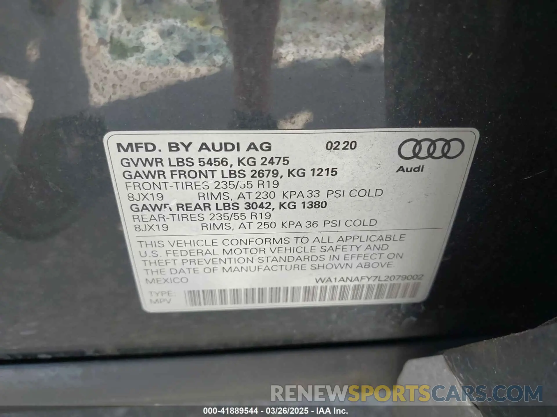 9 Фотография поврежденного автомобиля WA1ANAFY7L2079002 AUDI Q5 2020
