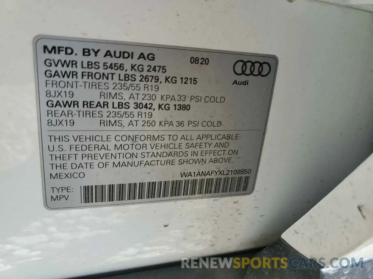 15 Фотография поврежденного автомобиля WA1ANAFYXL2108850 AUDI Q5 2020