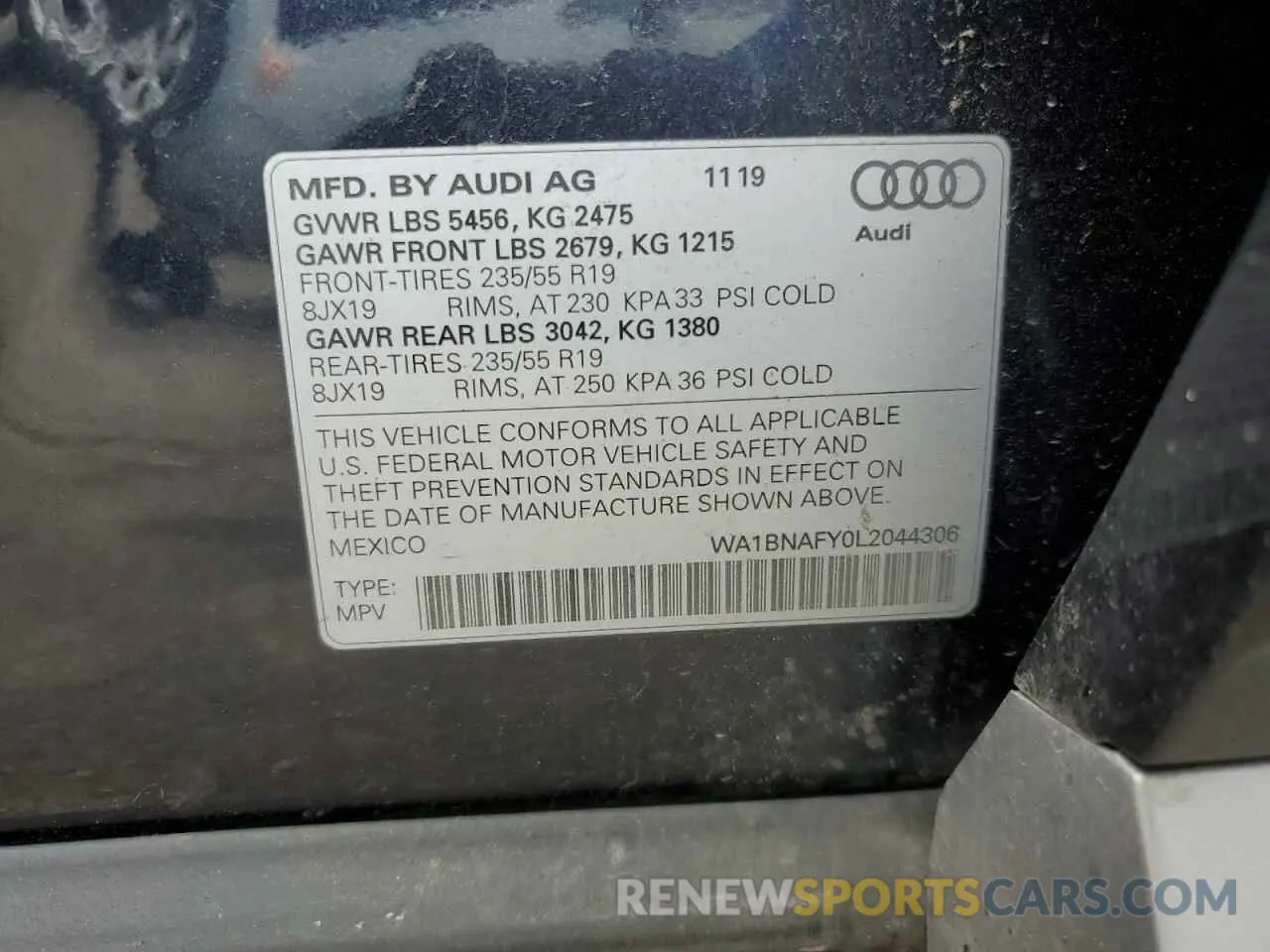 13 Photograph of a damaged car WA1BNAFY0L2044306 AUDI Q5 2020