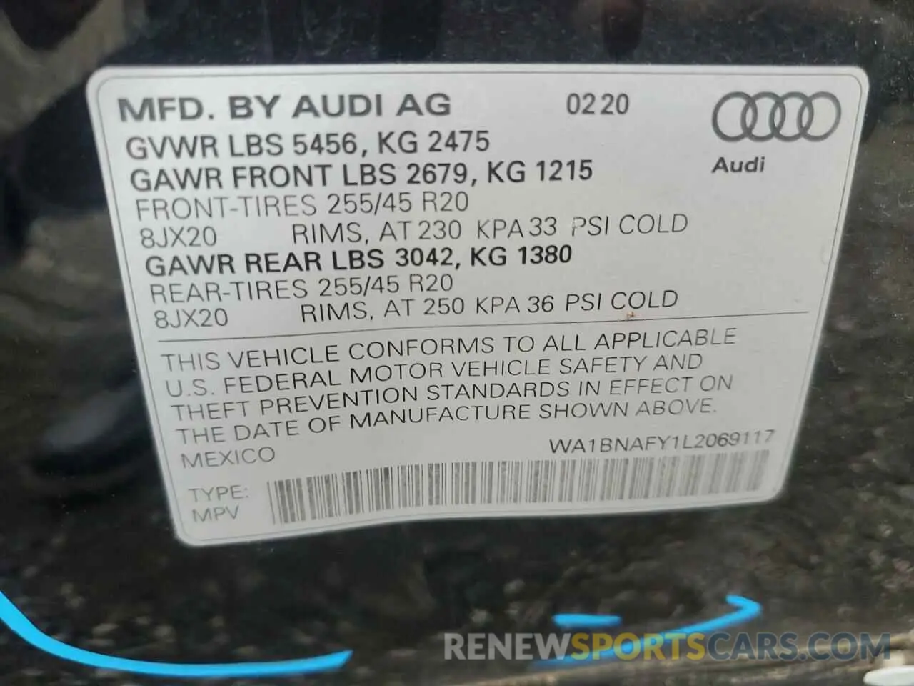 13 Photograph of a damaged car WA1BNAFY1L2069117 AUDI Q5 2020