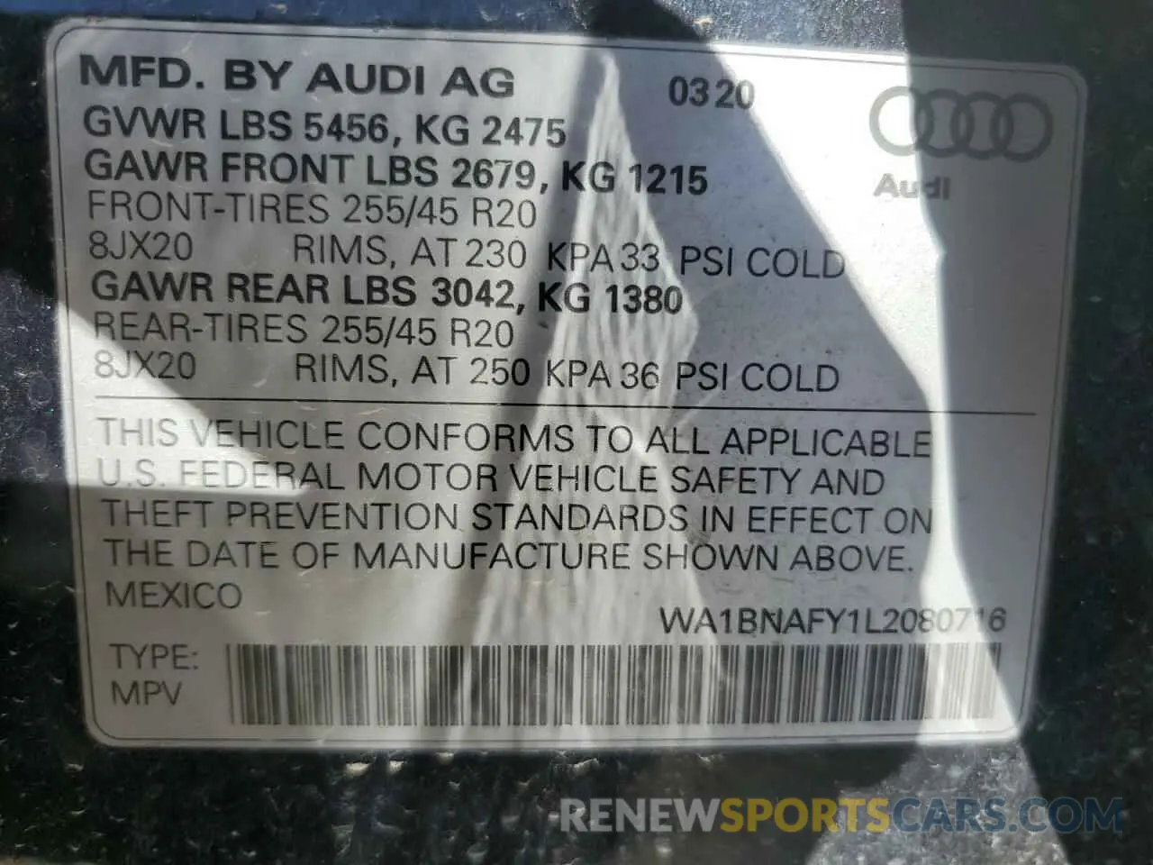 13 Фотография поврежденного автомобиля WA1BNAFY1L2080716 AUDI Q5 2020