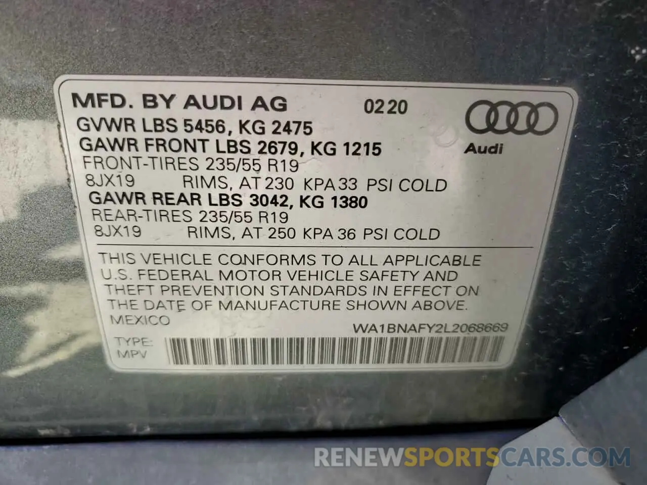 14 Фотография поврежденного автомобиля WA1BNAFY2L2068669 AUDI Q5 2020
