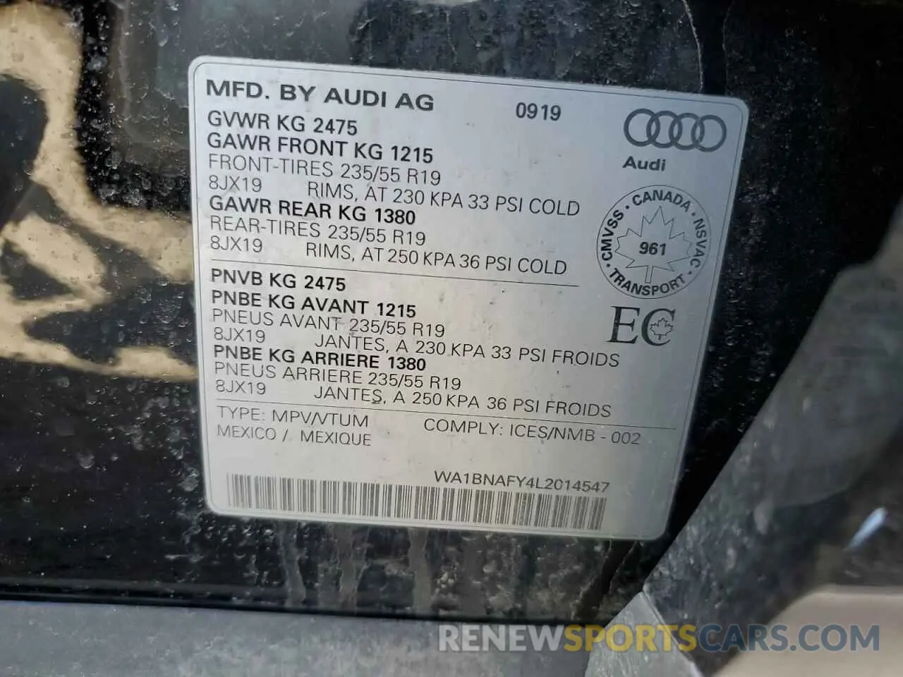 13 Фотография поврежденного автомобиля WA1BNAFY4L2014547 AUDI Q5 2020