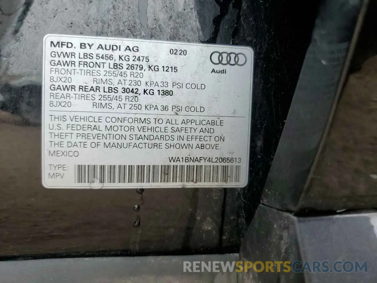 13 Photograph of a damaged car WA1BNAFY4L2065613 AUDI Q5 2020