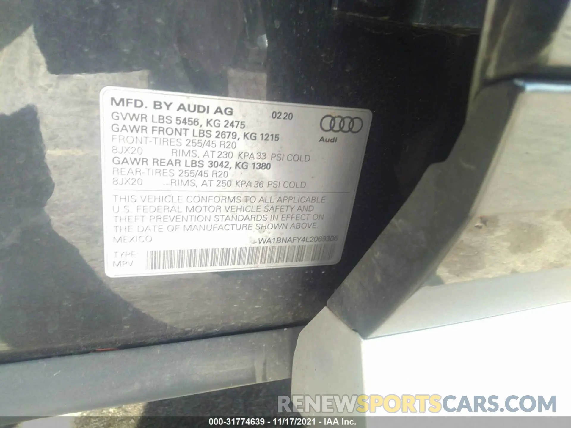 9 Фотография поврежденного автомобиля WA1BNAFY4L2069306 AUDI Q5 2020