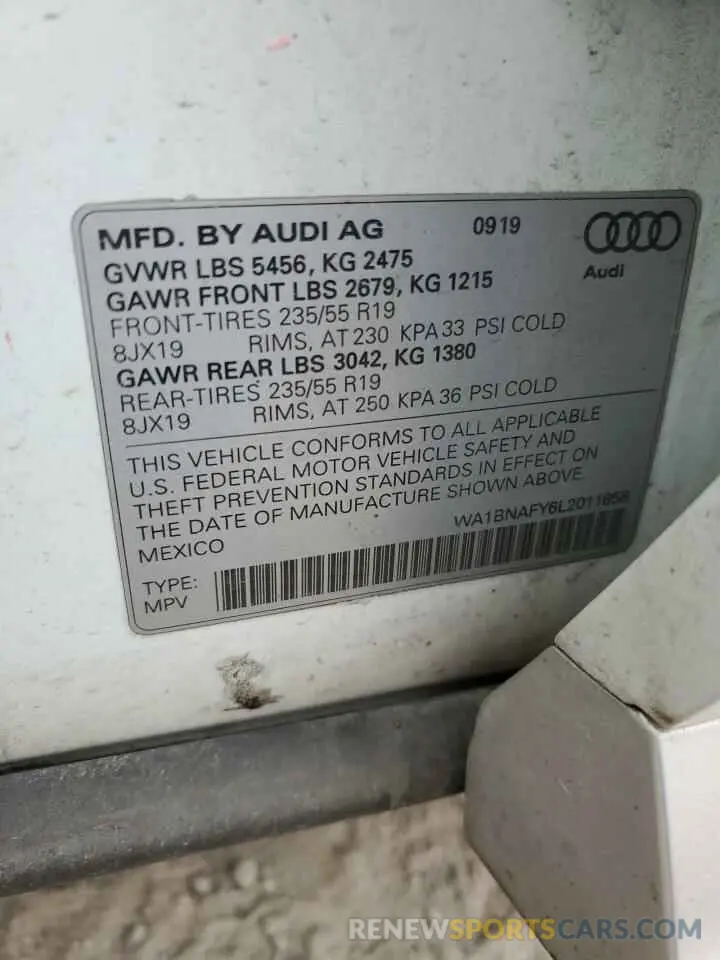 13 Фотография поврежденного автомобиля WA1BNAFY6L2011858 AUDI Q5 2020