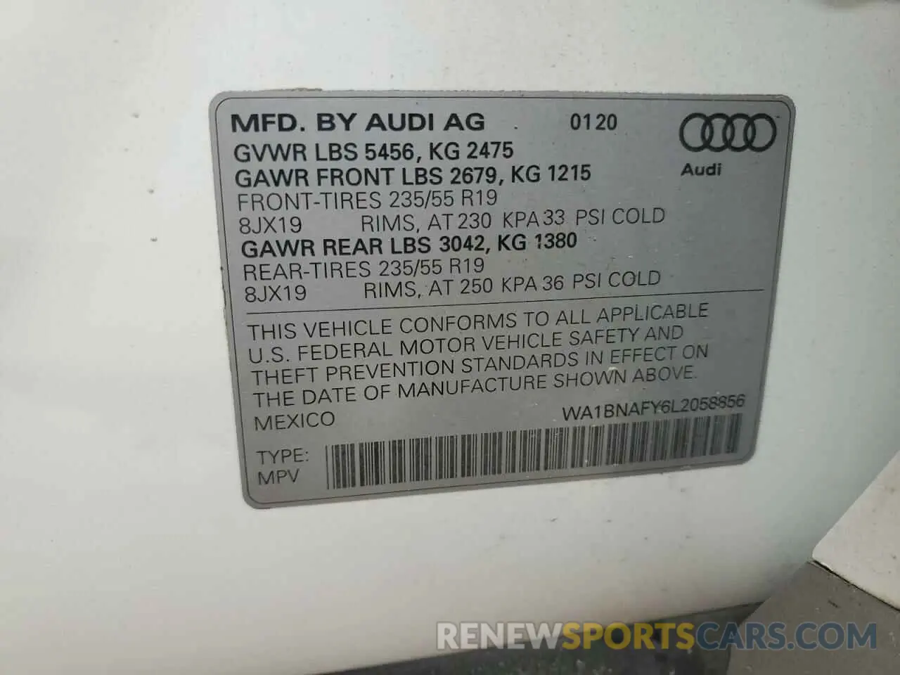 15 Photograph of a damaged car WA1BNAFY6L2058856 AUDI Q5 2020