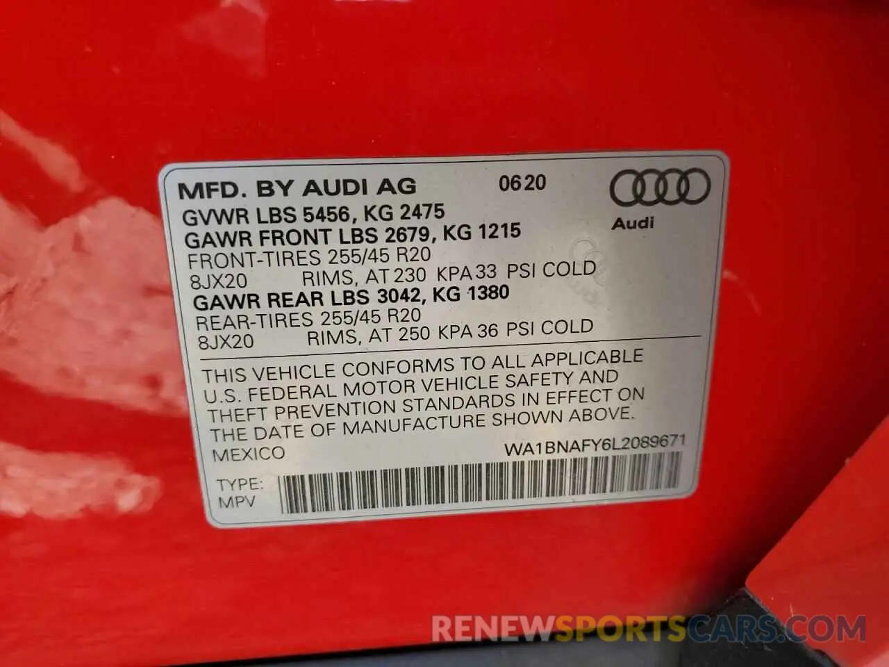 14 Photograph of a damaged car WA1BNAFY6L2089671 AUDI Q5 2020