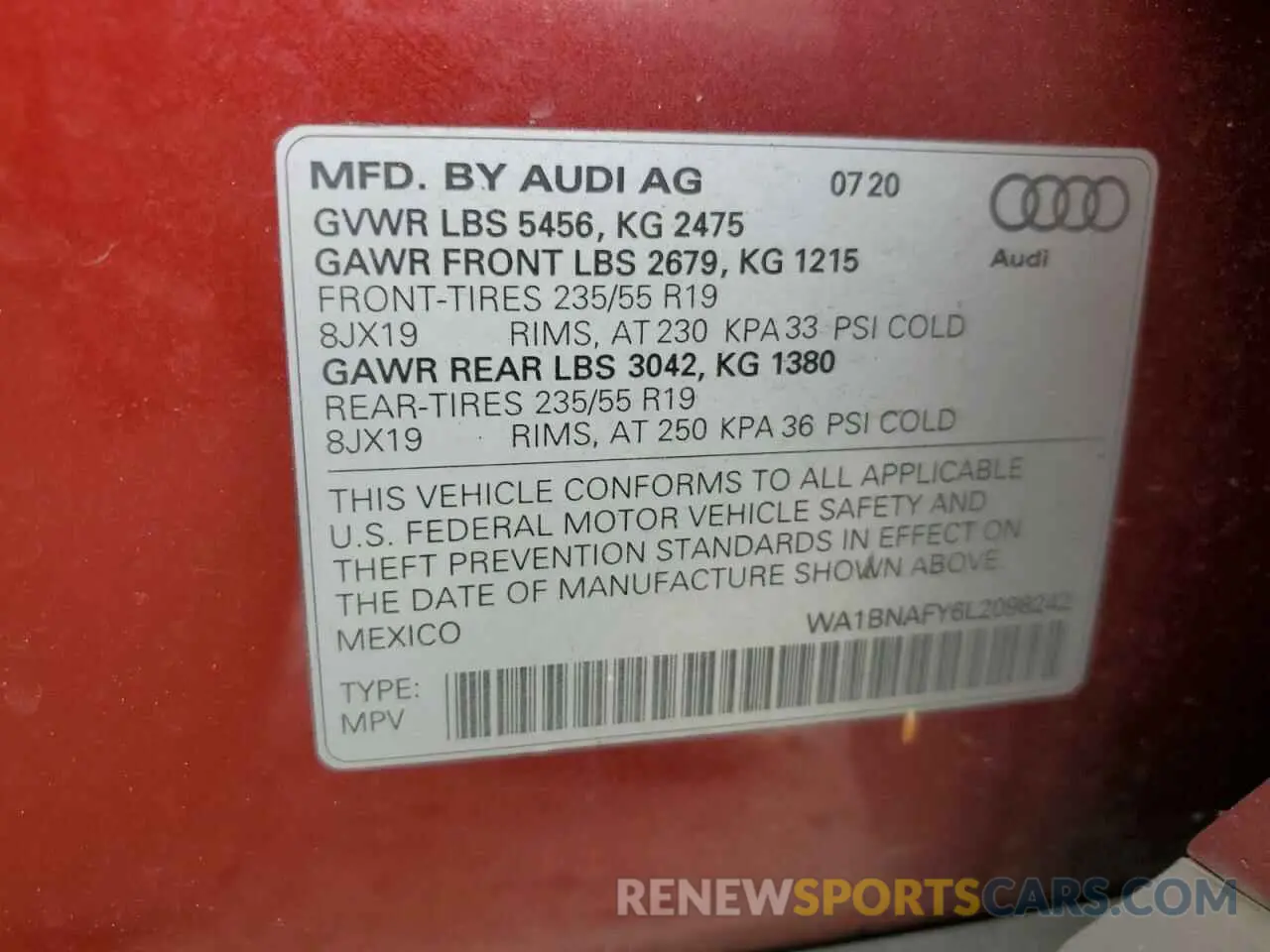 13 Фотография поврежденного автомобиля WA1BNAFY6L2098242 AUDI Q5 2020