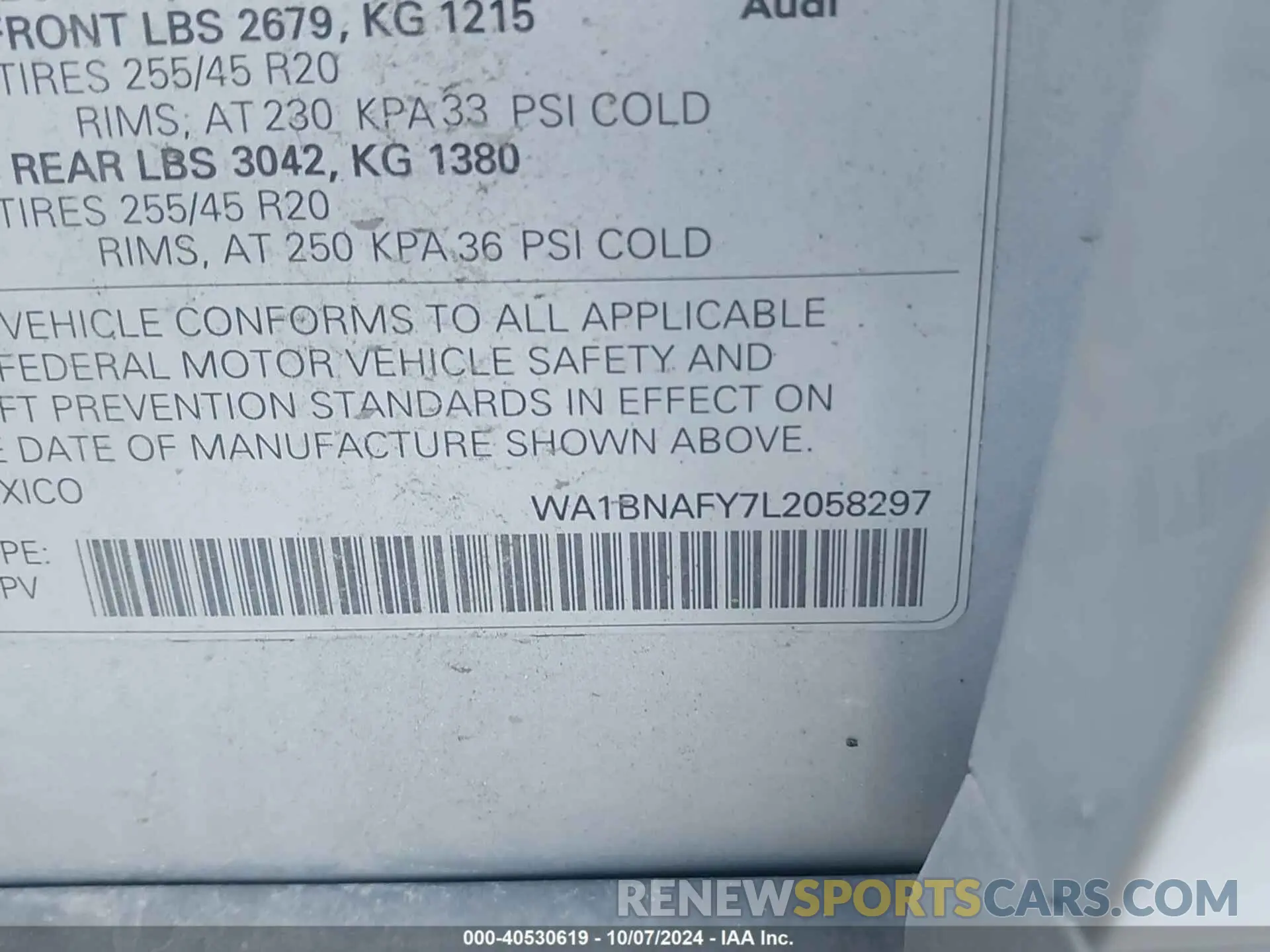 9 Фотография поврежденного автомобиля WA1BNAFY7L2058297 AUDI Q5 2020