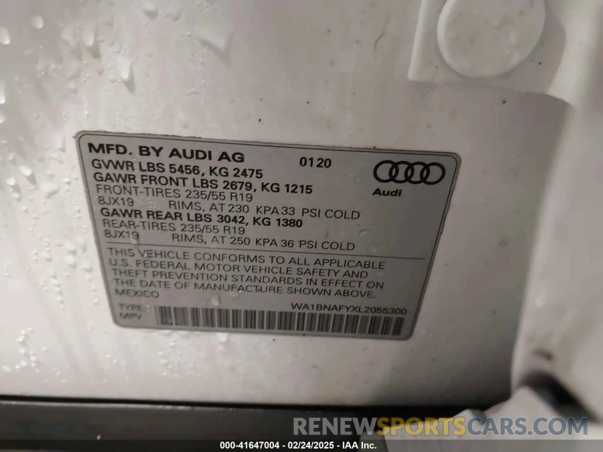 9 Фотография поврежденного автомобиля WA1BNAFYXL2055300 AUDI Q5 2020
